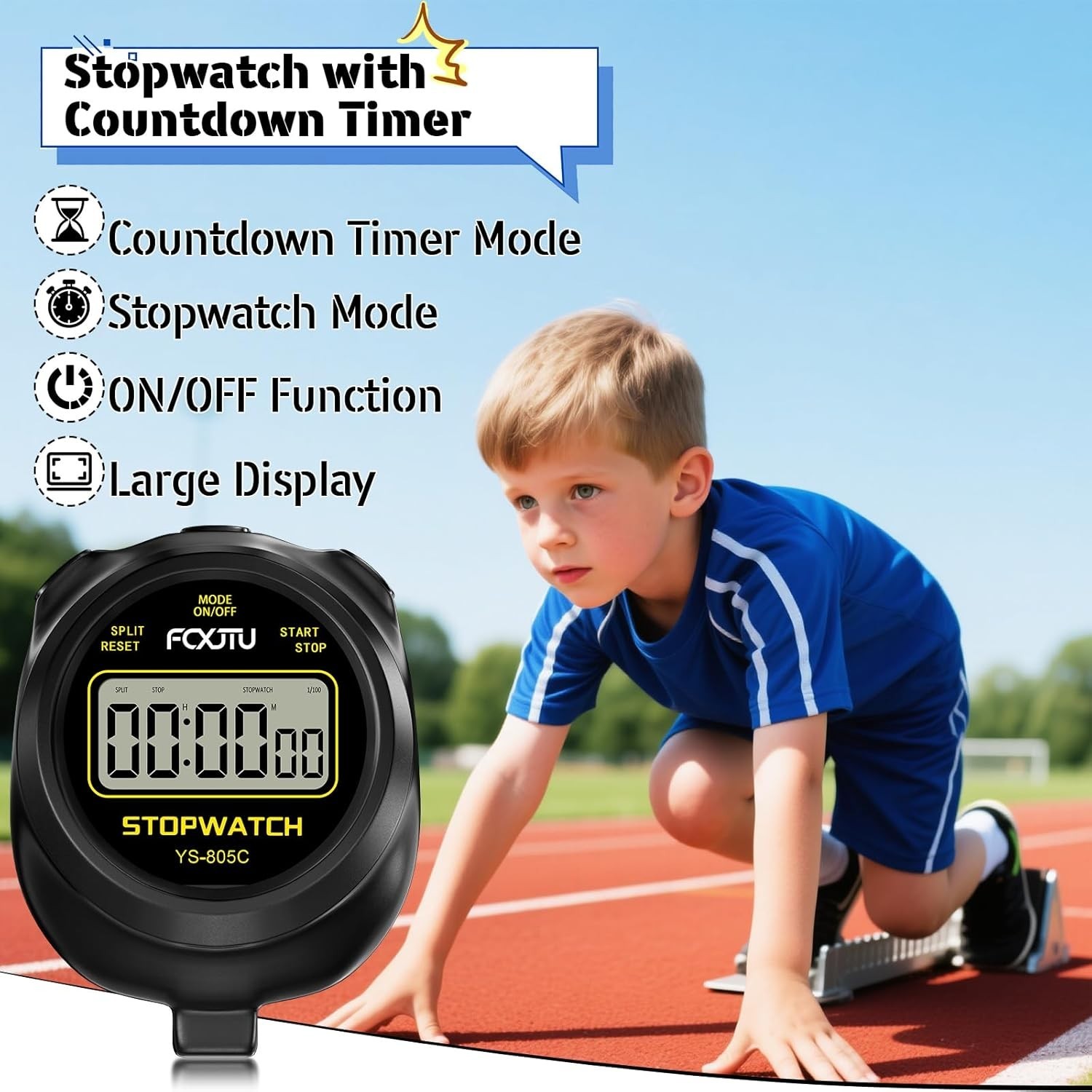 Simple Stopwatch Timer, Single Lap Stopwatch Countdown Timer, No Hourly Beep,...