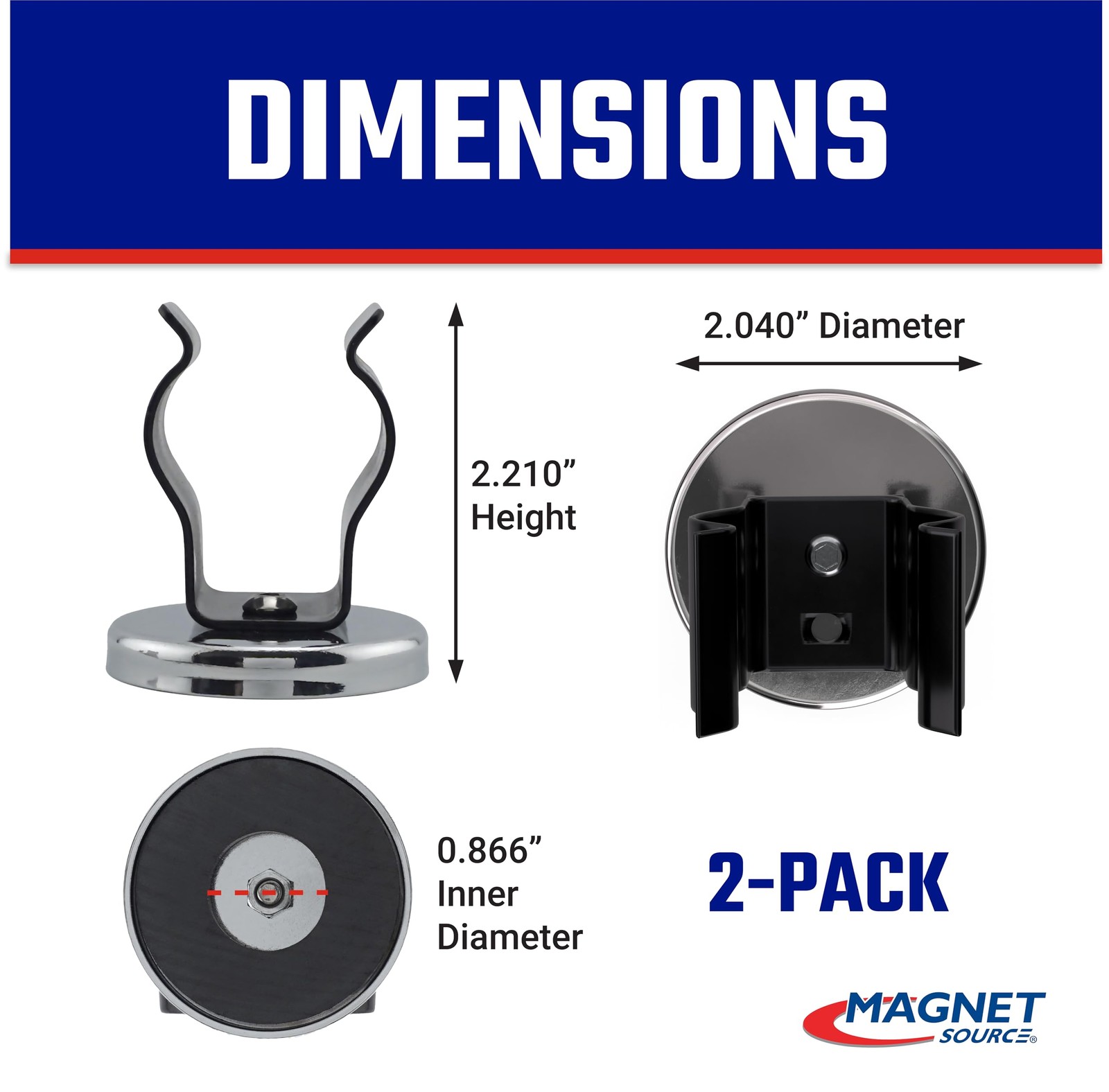 Ceramic Round Base Magnet with Black Spring Clamp Pack - Heavy-Duty Strong