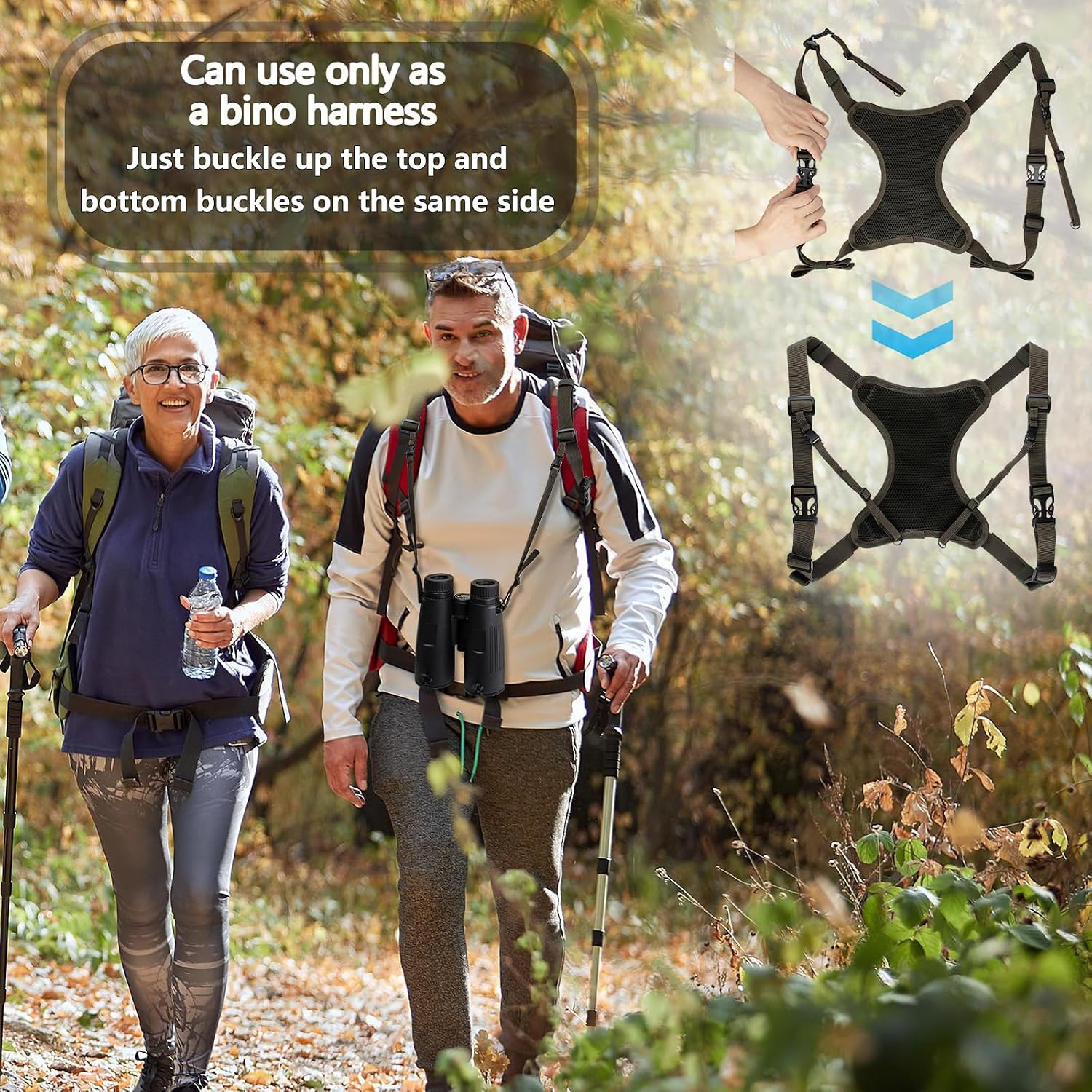 Binoculars Harness Chest Pack Magnetic with Detachable Rangefinder Pouch | 3-In-