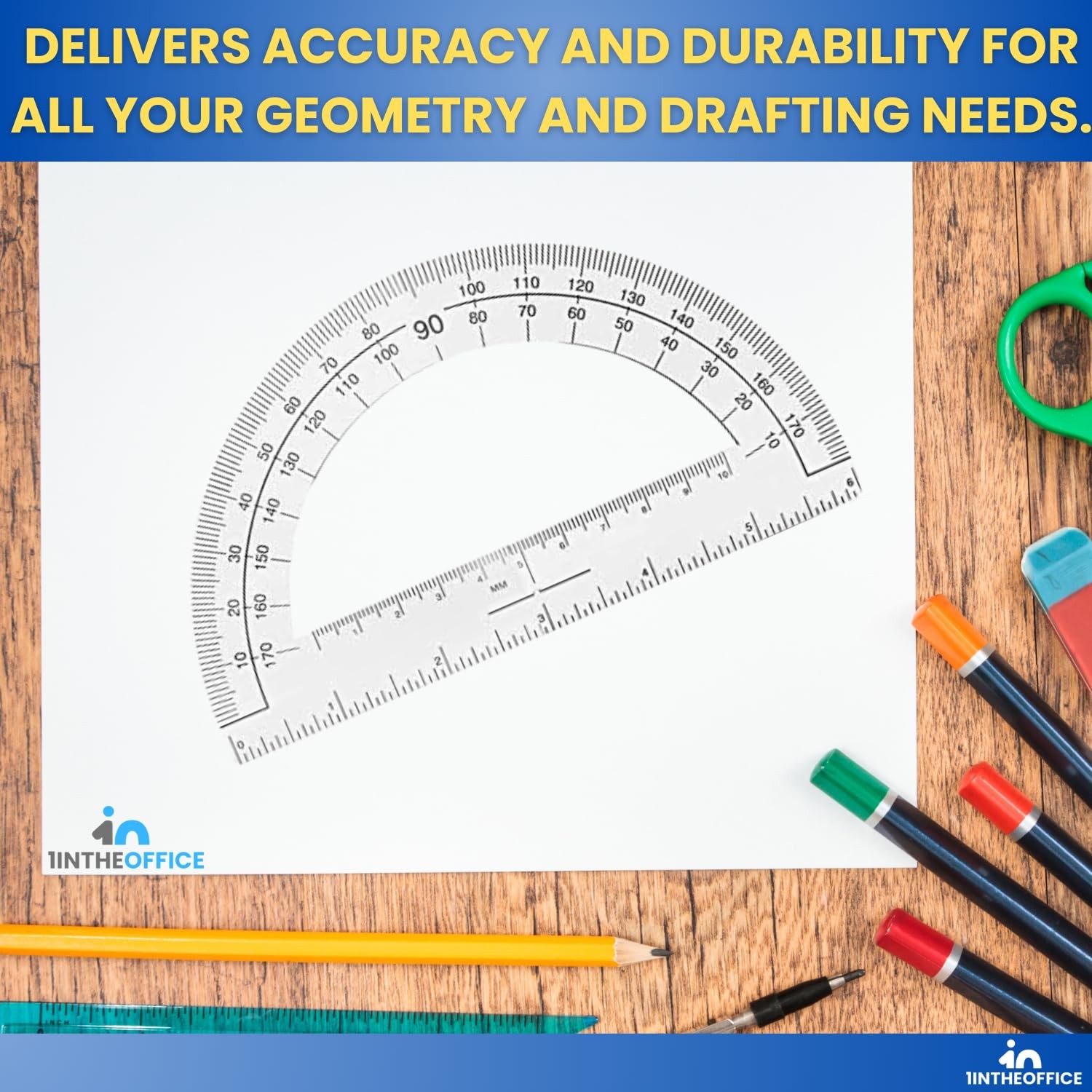 6 Pieces 6 Inch 180 Degrees Clear Plastic Protractor for Geometry Drawing