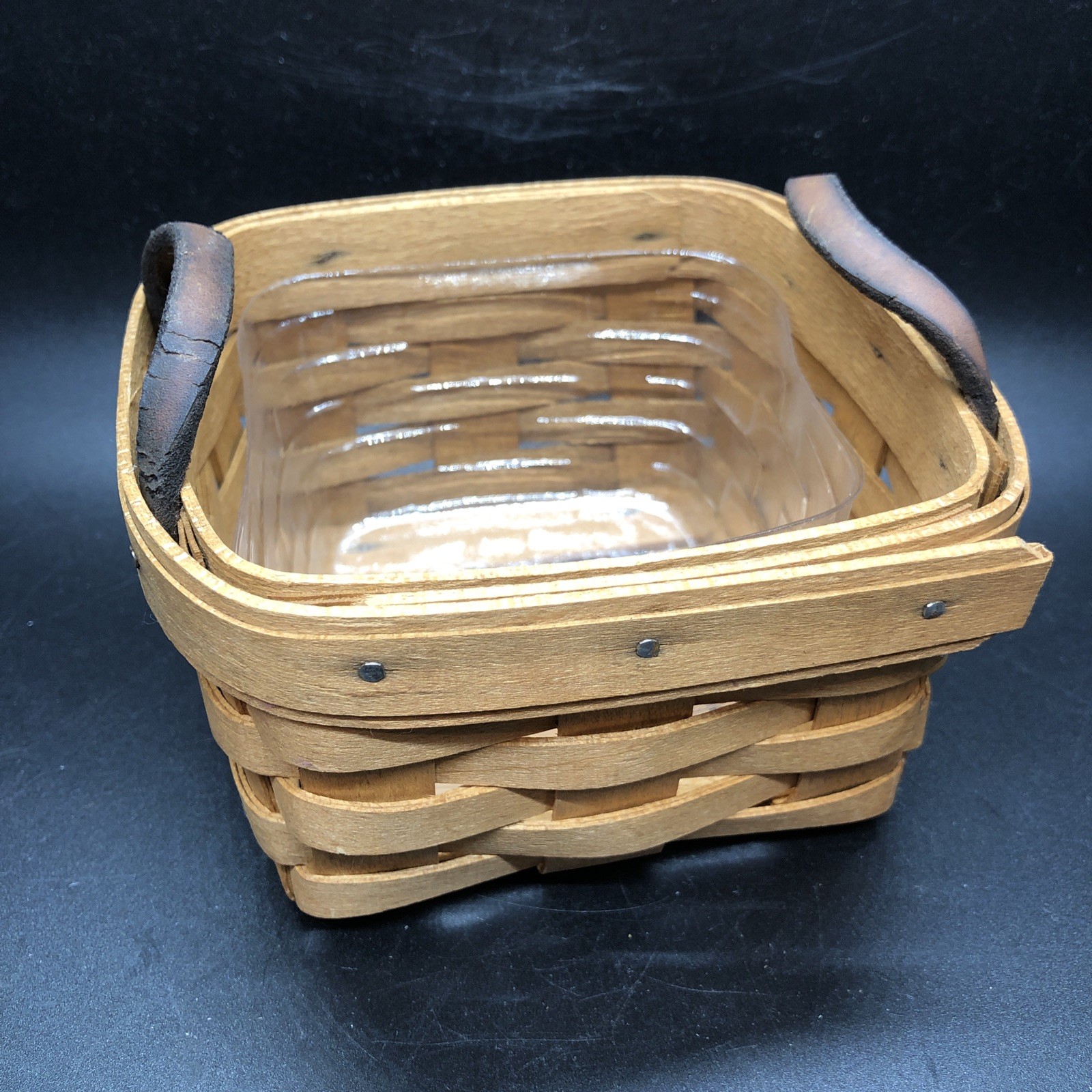 Vtg 1993 Longaberger Sweet Basil Small Woven Basket Protector Square W/Handles
