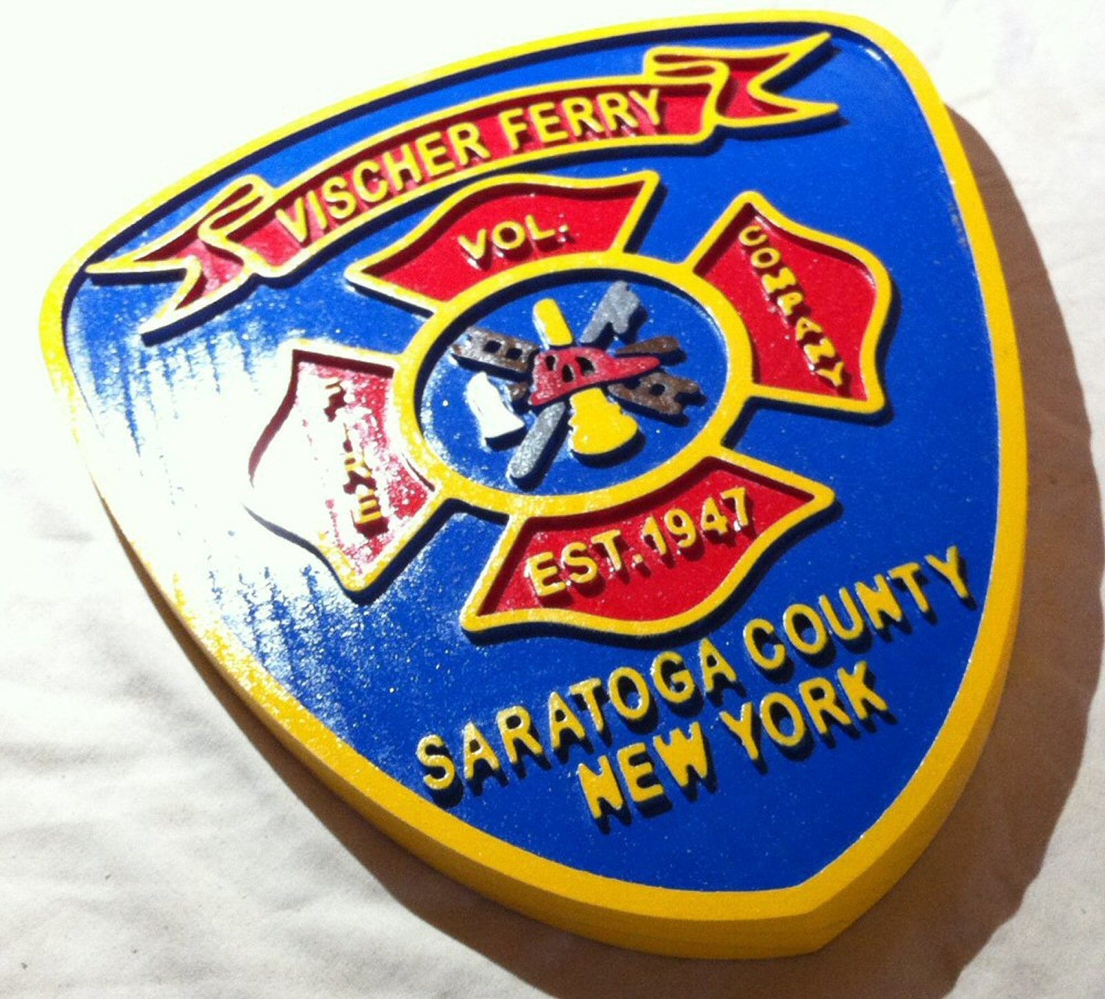 Fire Department Vischer Ferry Saratoga County 3d routed patch sign Custom Carved