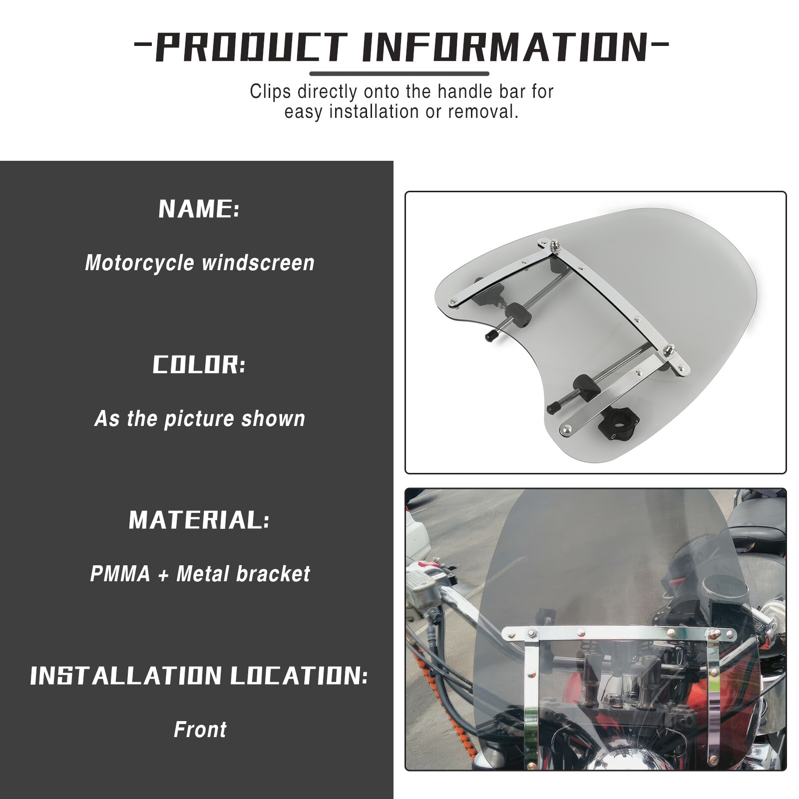 For Harley Wide Glide 18x16" Windshield Windscreen Large Smoke 7/8 1" Handlebars