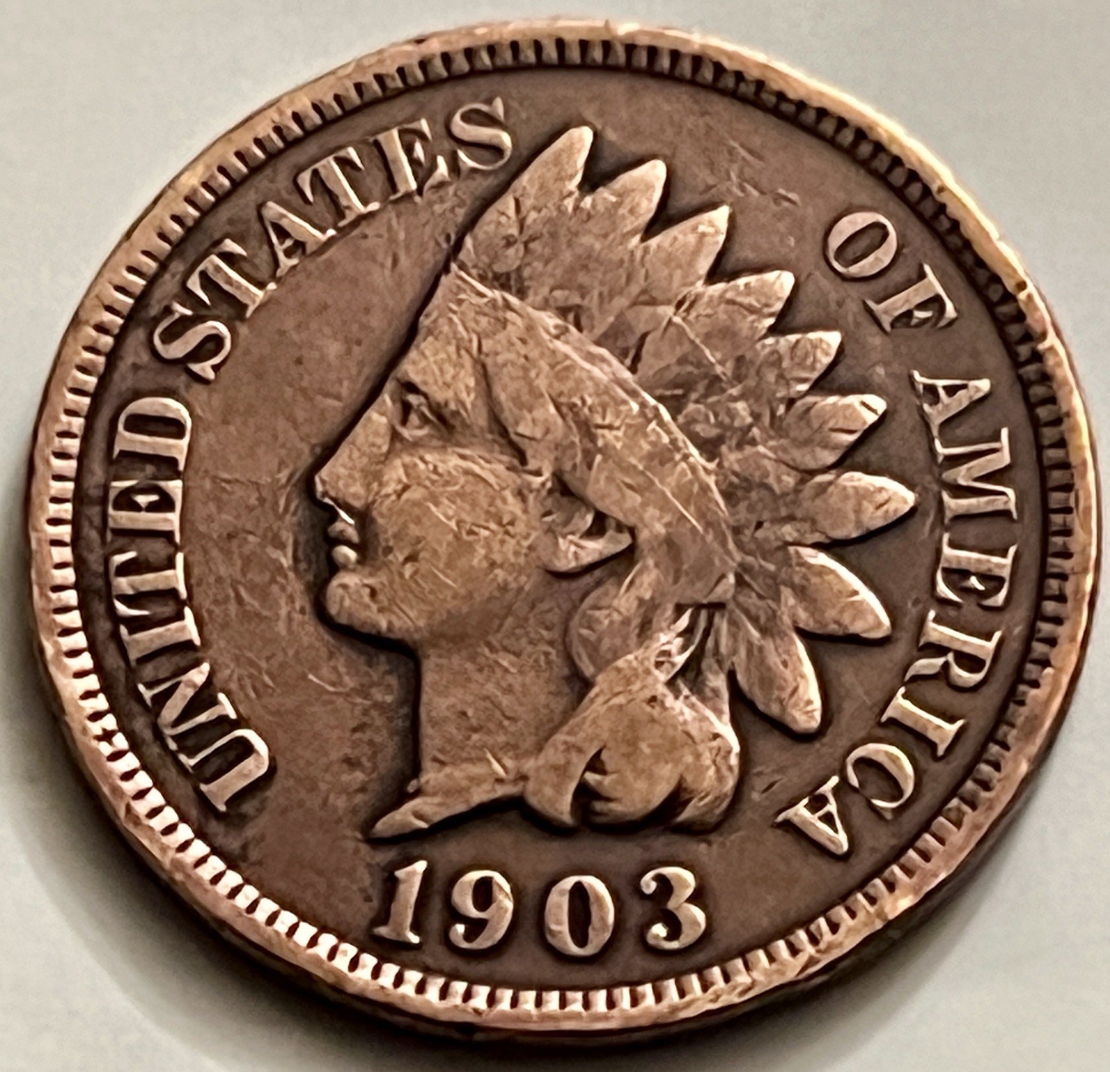 1903 Indian Head Cent Penny Nice Circulated Solid Detail Old US Coin BN1006