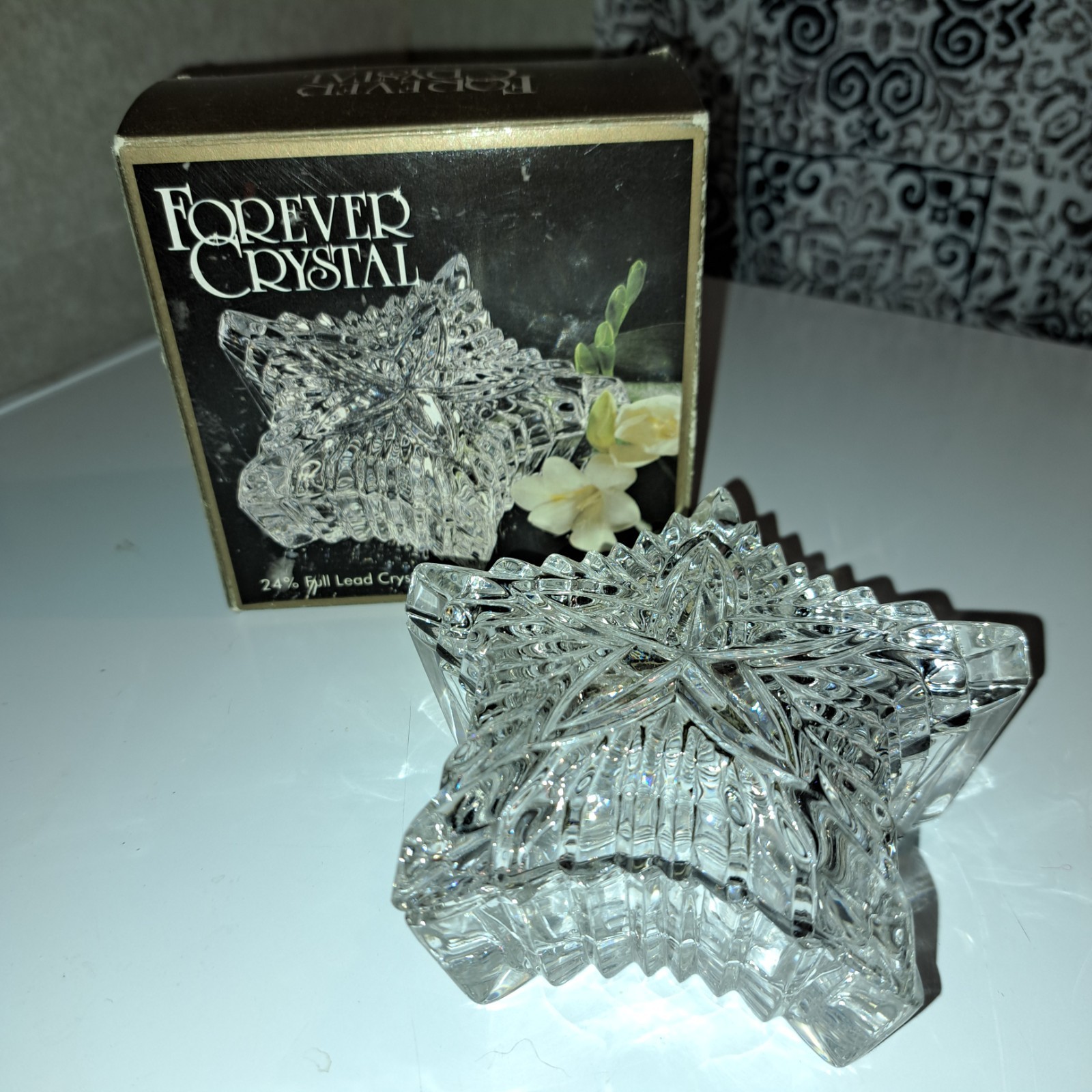 Vintage Forever Crystal Star Box 24% Full Lead Crystal 4.5 x 2 inches