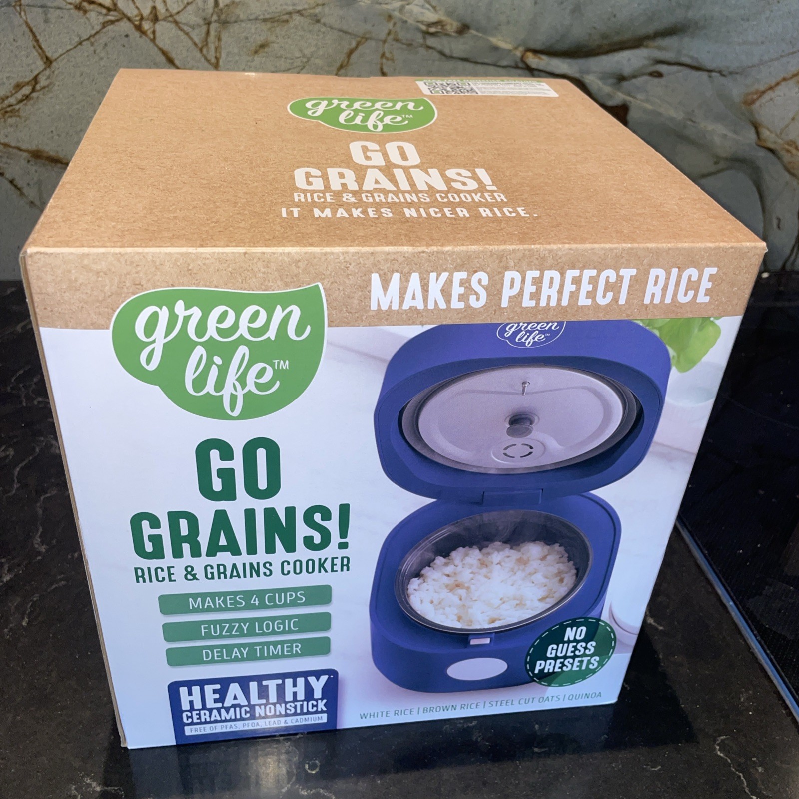 RARE NEW GreenLife Digital Rice Cooker 2 Cups 4-Cup & Grain Navy Blue Maker