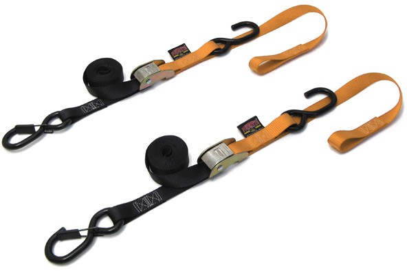 POWERTYE TIE-DOWN CAM SEC HOOK SOFT-TYE 1"X6' BLACK/ORANGE PAIR
