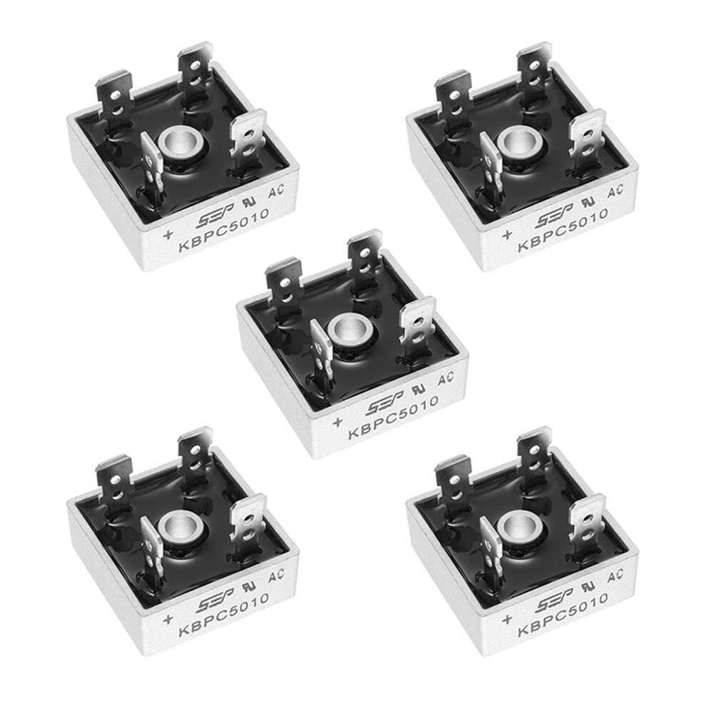 5 uds KBPC5010 diodo rectificador de puente, 50A 1000V monofásico onda completa.