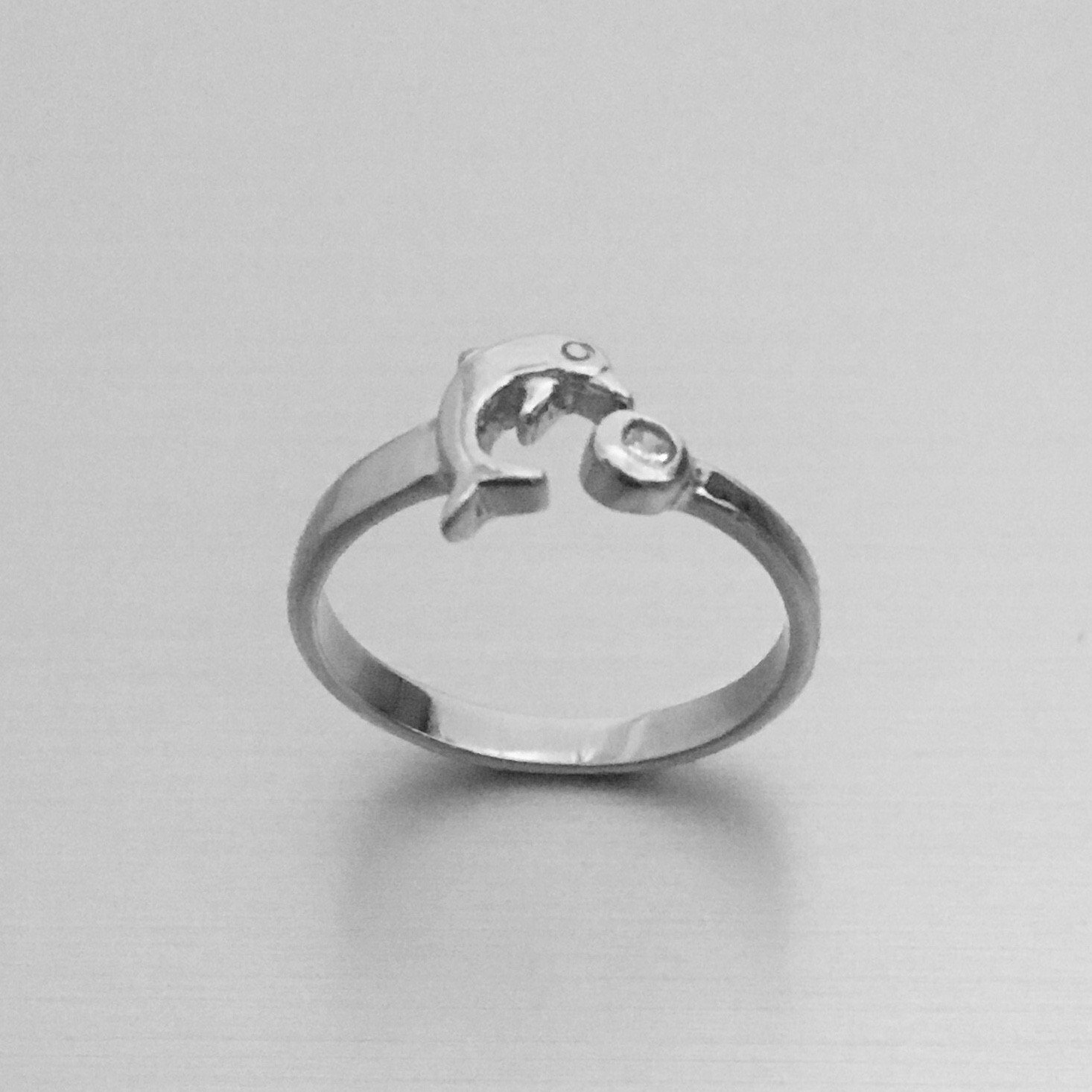 Sterling Silver Dolphin with CZ Toe Ring, Fish Rings, Ocean Animals