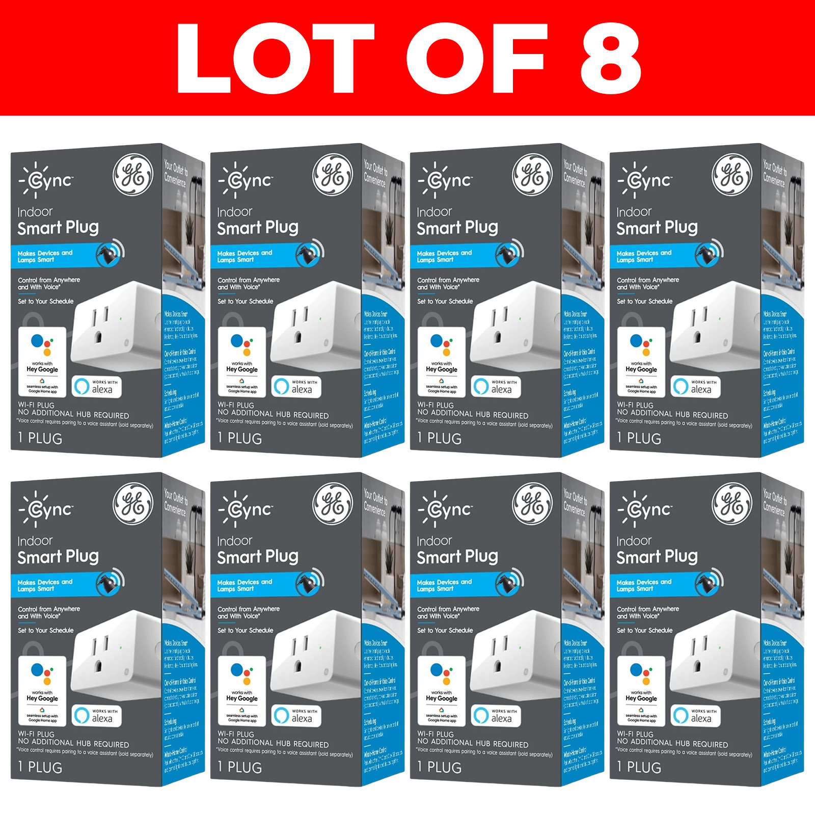 Lot of 8 GE Lightning Cync Smart Plug WiFi with Voice Control Alexa Google Home