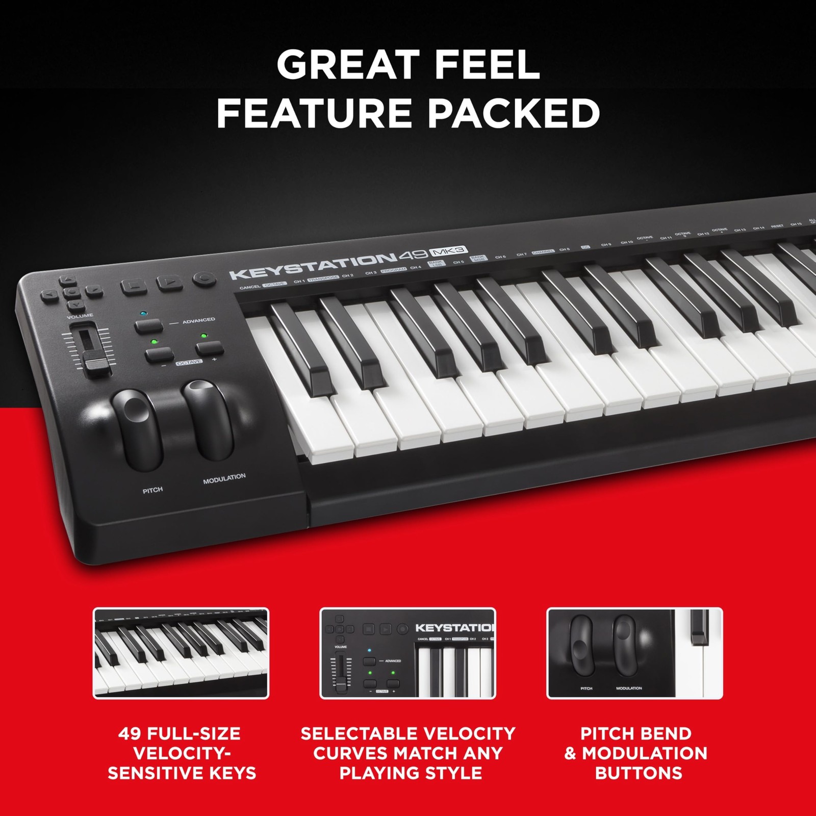 Keystation 49 MK3 - Synth Action 49 Key USB MIDI Keyboard Controller with Ass...