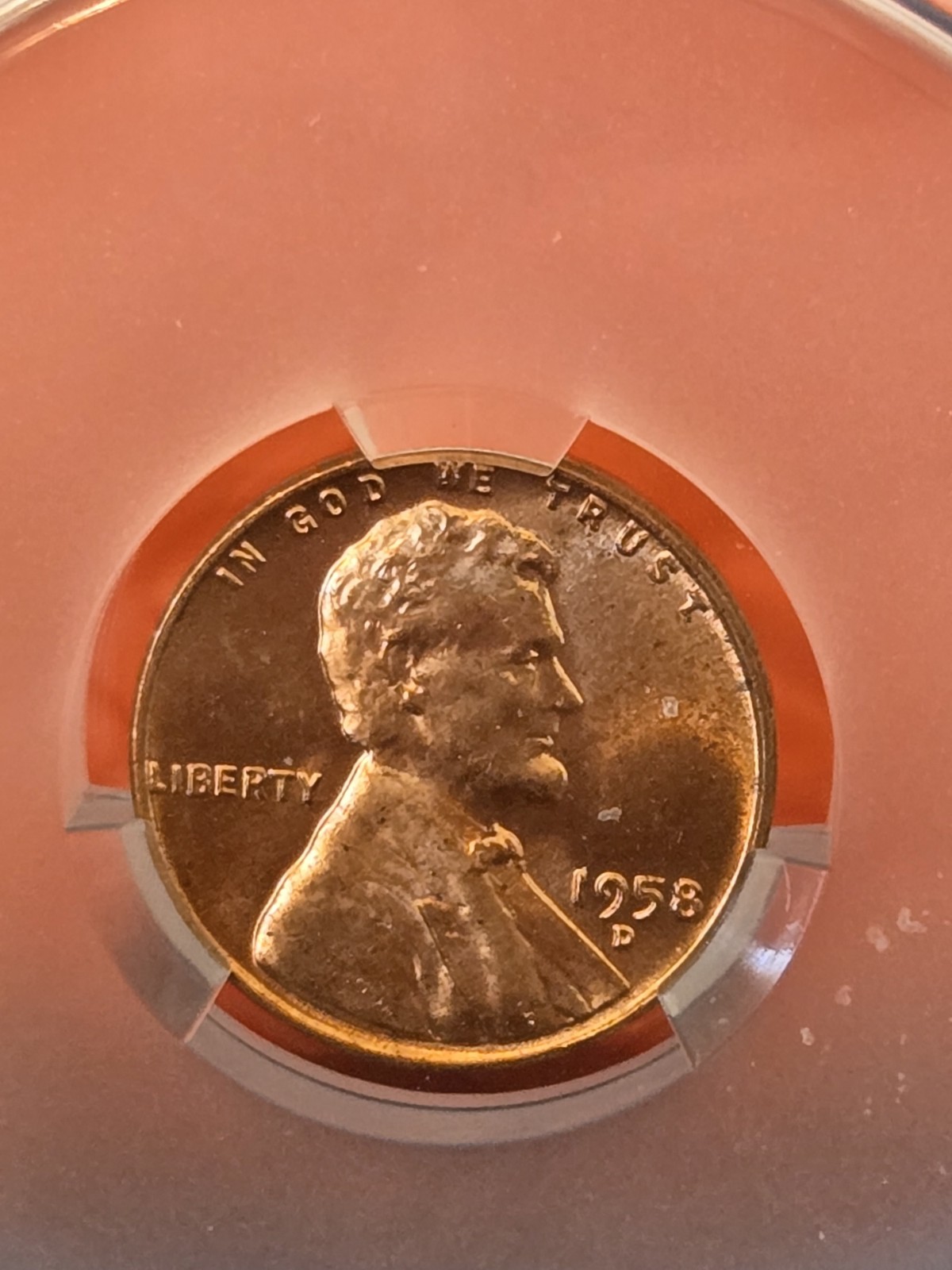 1958-D CACG 1 Cent MS 64 RD Nice Eye Appeal
