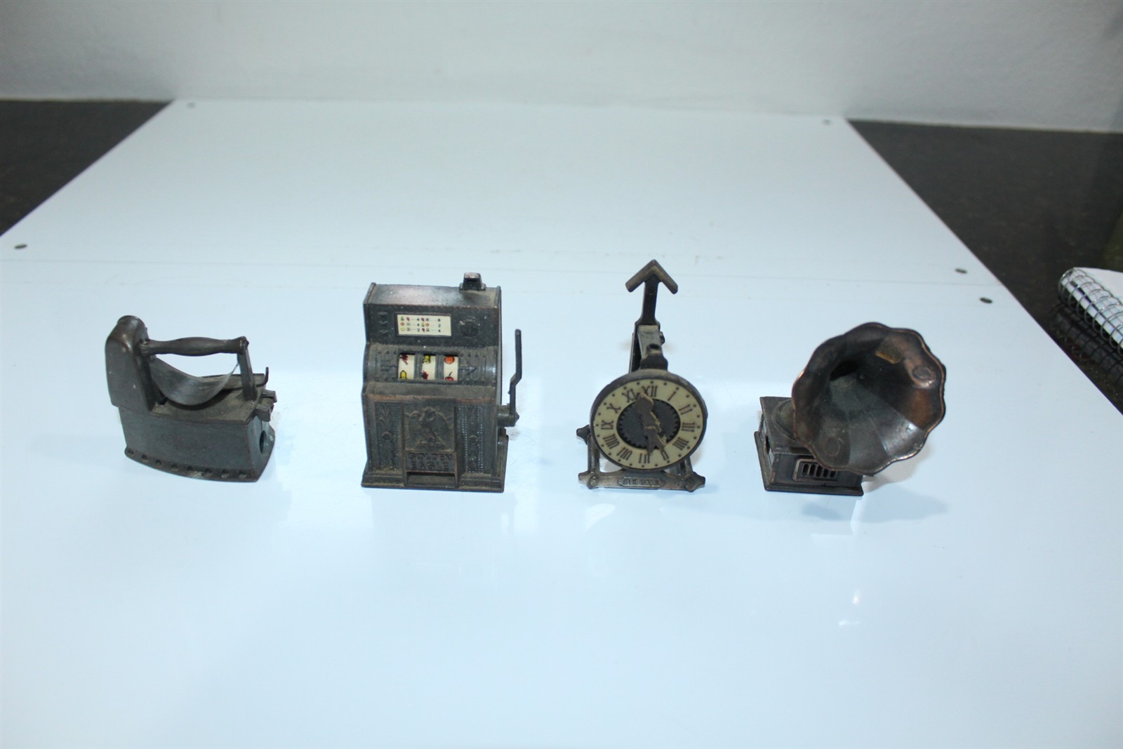 Vintage Miniature Pencil Sharpeners Collection Of 4 Alloy Bronze Finish