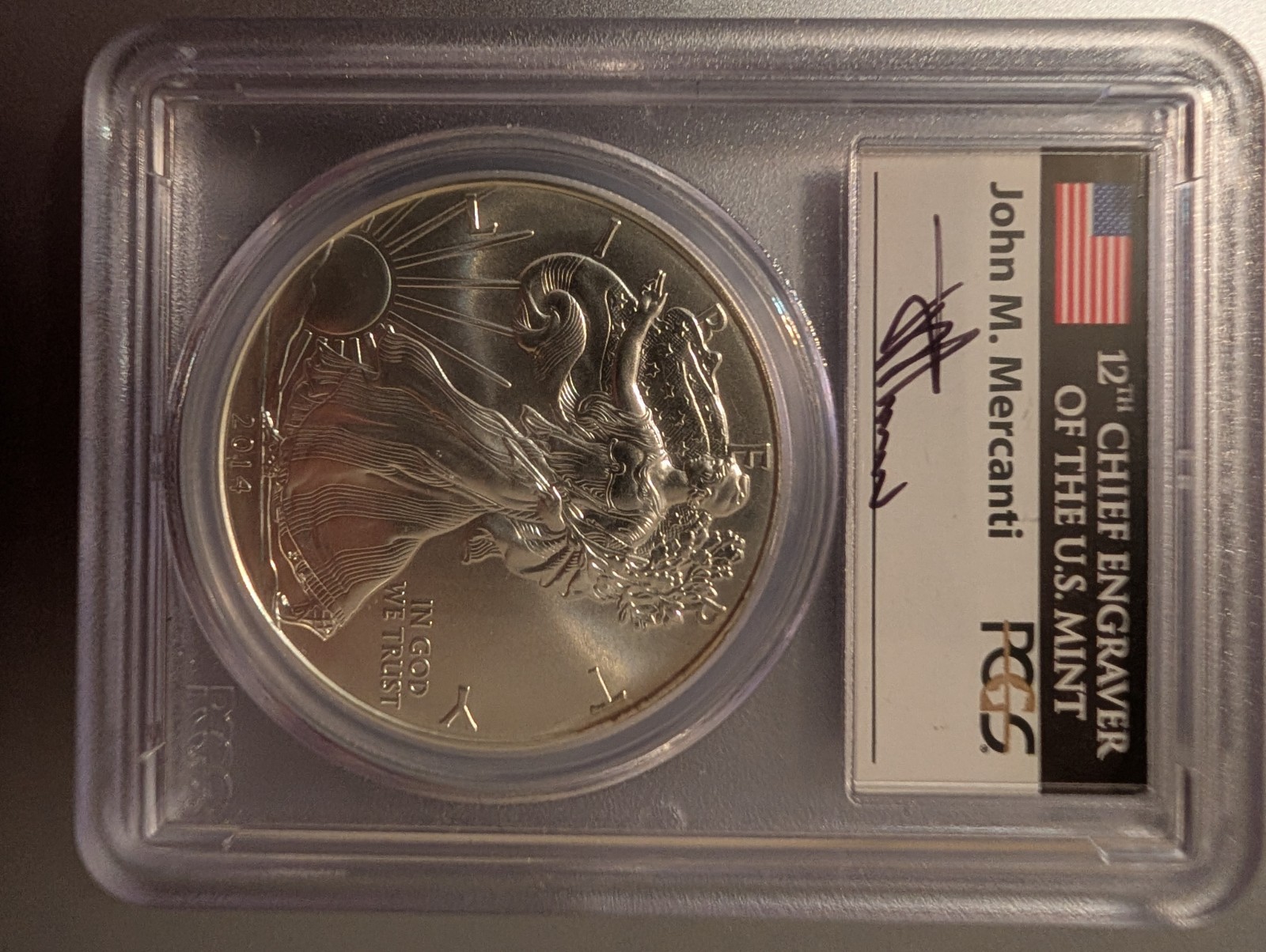 2014 ASE MS70 (Mercanti Signature) Flag Label