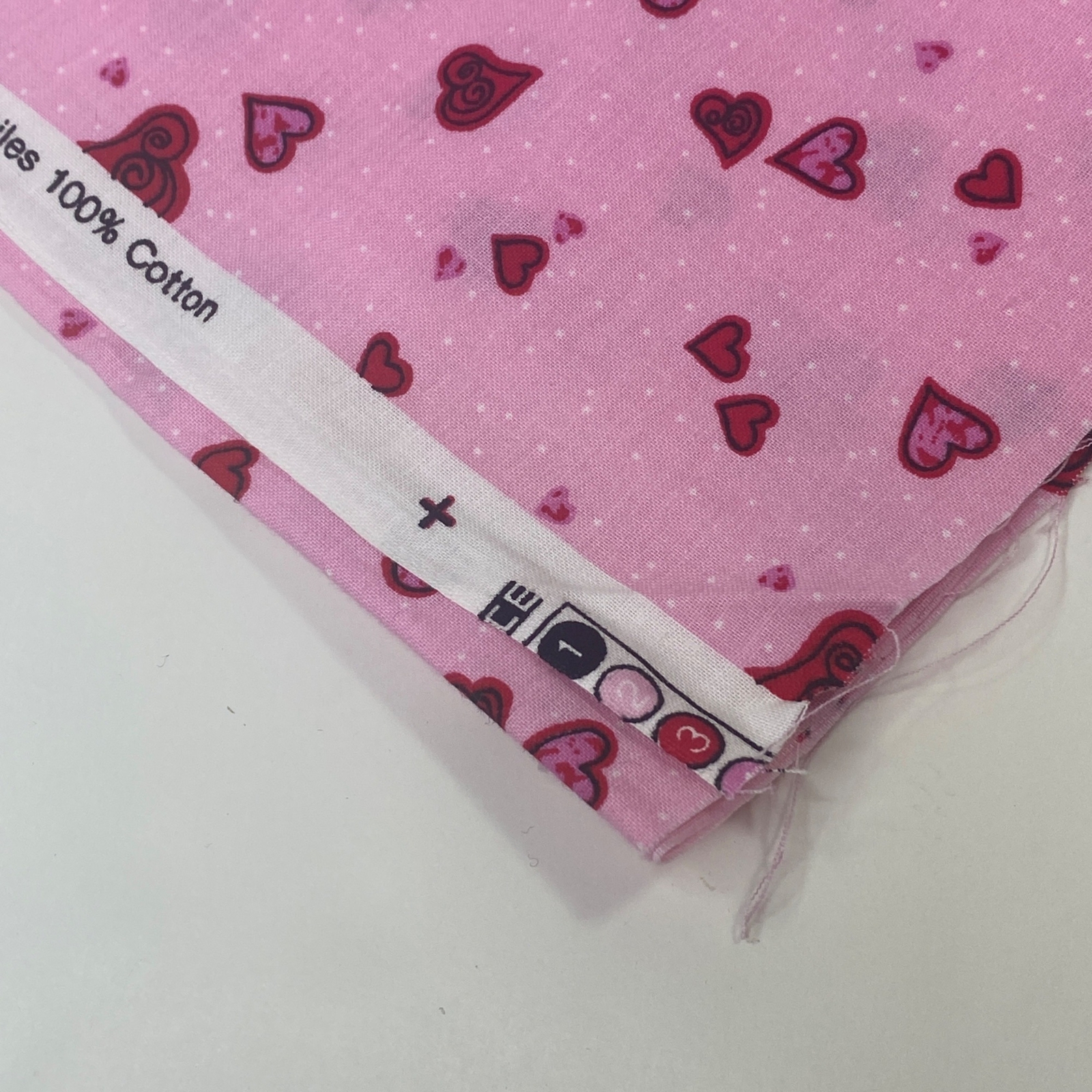 1/2 Yard Cut Quilting Pink Red Heart Collection P&B Textiles Fabric Quilt