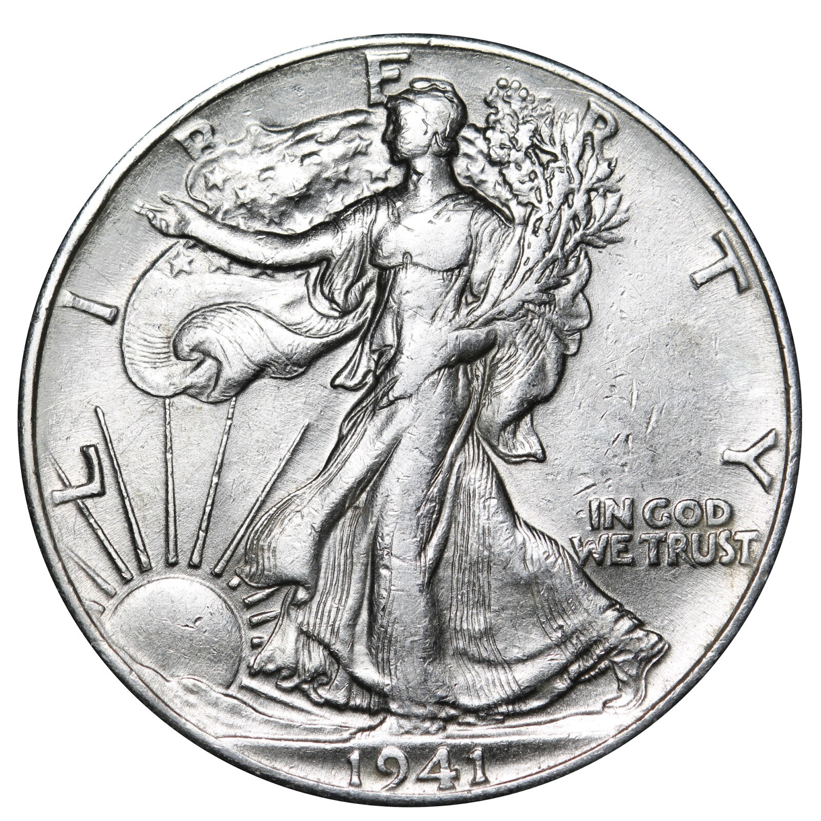 1941 Walking Liberty Half Dollar In AU Condition