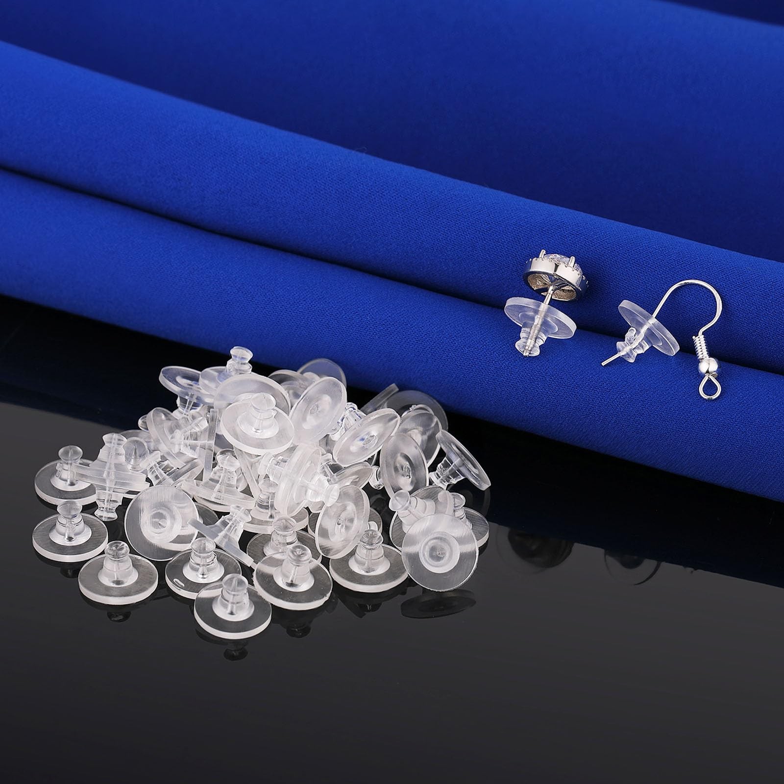 Earring Backs Rubber,100pcs Soft Clear Earring Backs for Studs,Hypoallergenic