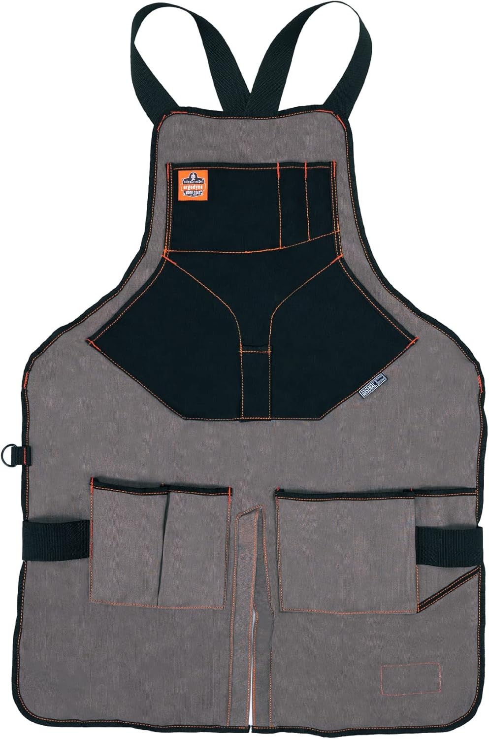 Gray Full Length Canvas Tool Apron 13 Pockets Adjustable Cross Back