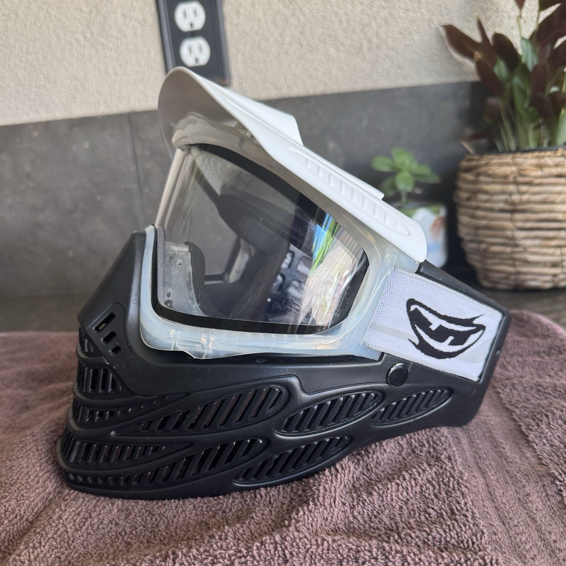 JT Flex 8 Paintball Mask - Clear/Black/White with clear lens