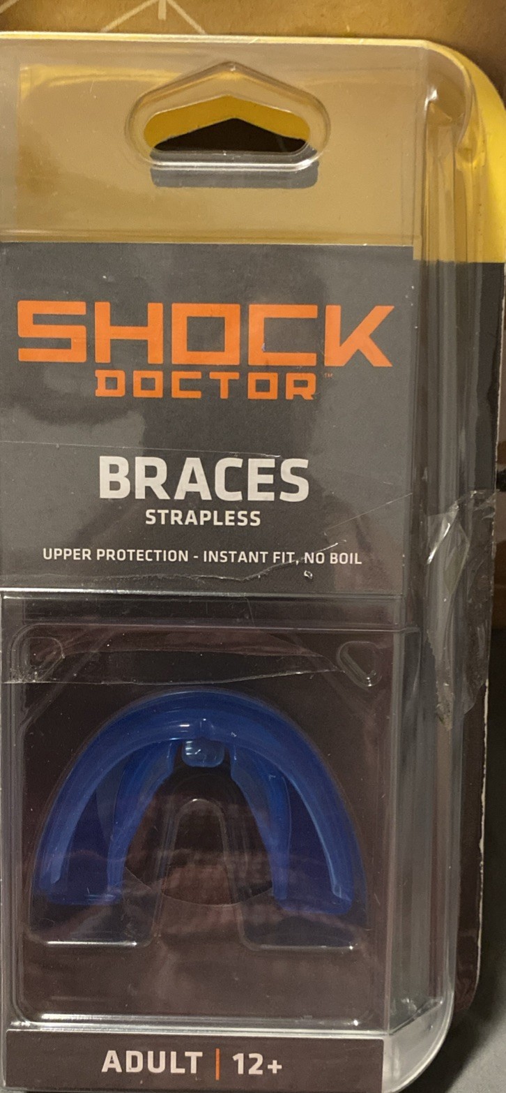 NIP Shock Doctor Braces Strapless Upper Mouth Guard, Blue, ADULT 12+