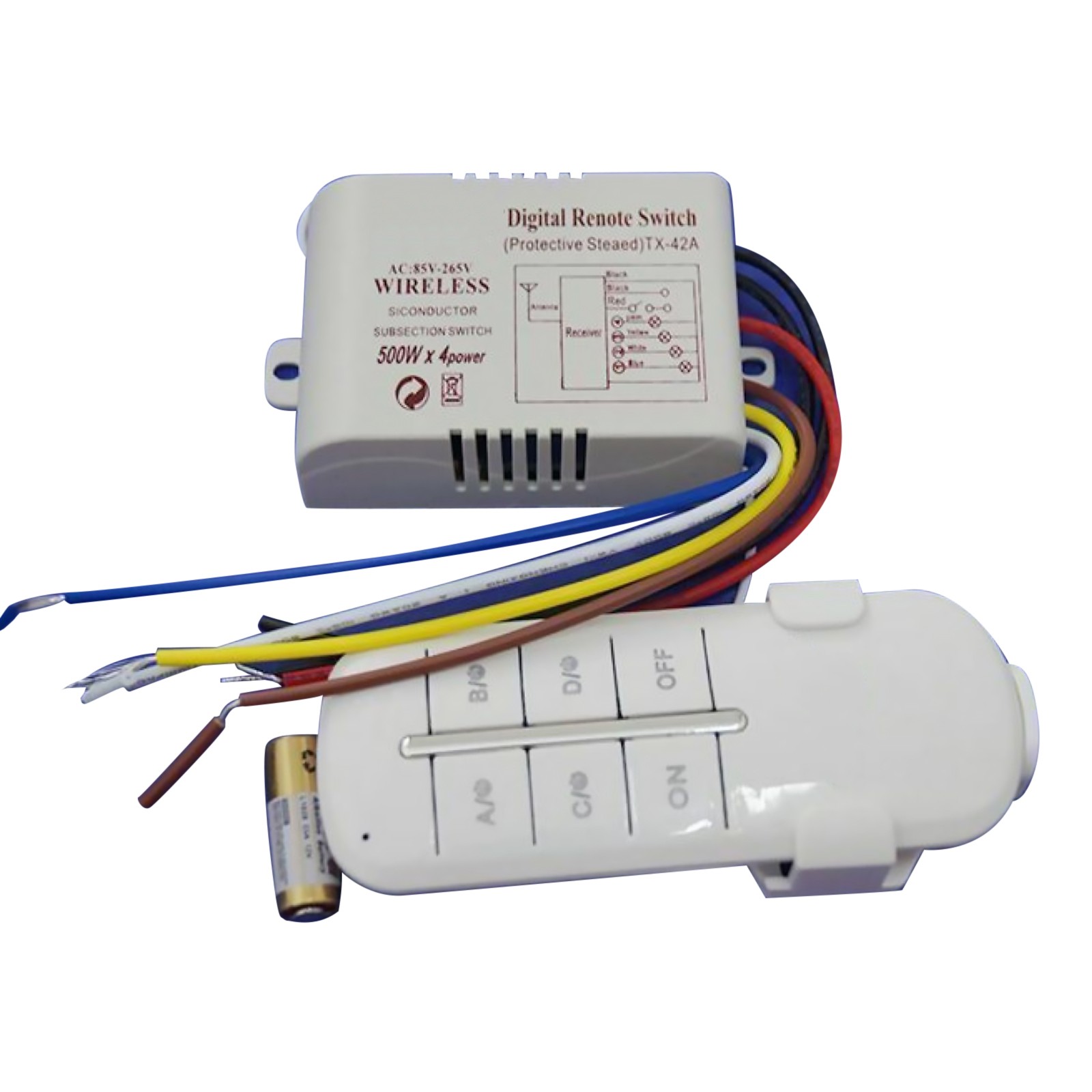 1*4 Way Light Lamp Digital Wireless Remote Controller Switch ON/OFF 110-240V New