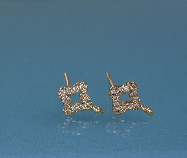 Cubic Zirconia Gold Plated Ear Stud Earrings Post Earstud Findings Wedding.