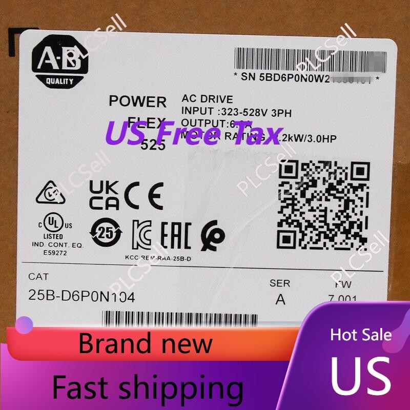 2023 New Sealed Genuine 25B-D6P0N104 /A PowerFlex 525 2.2kW 3Hp AC Drive USA