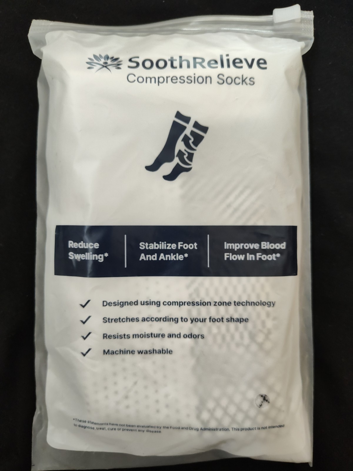 NEW SoothRelieve Compression Socks Open Toe LARGE Stabilize & Reduce Swelling