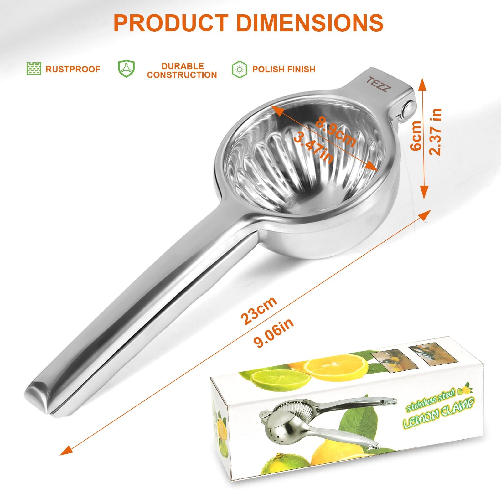 Upgrated Extra Large Lemon Squeezer, Heavy Duty Handhelp Orange Juicer with 3...