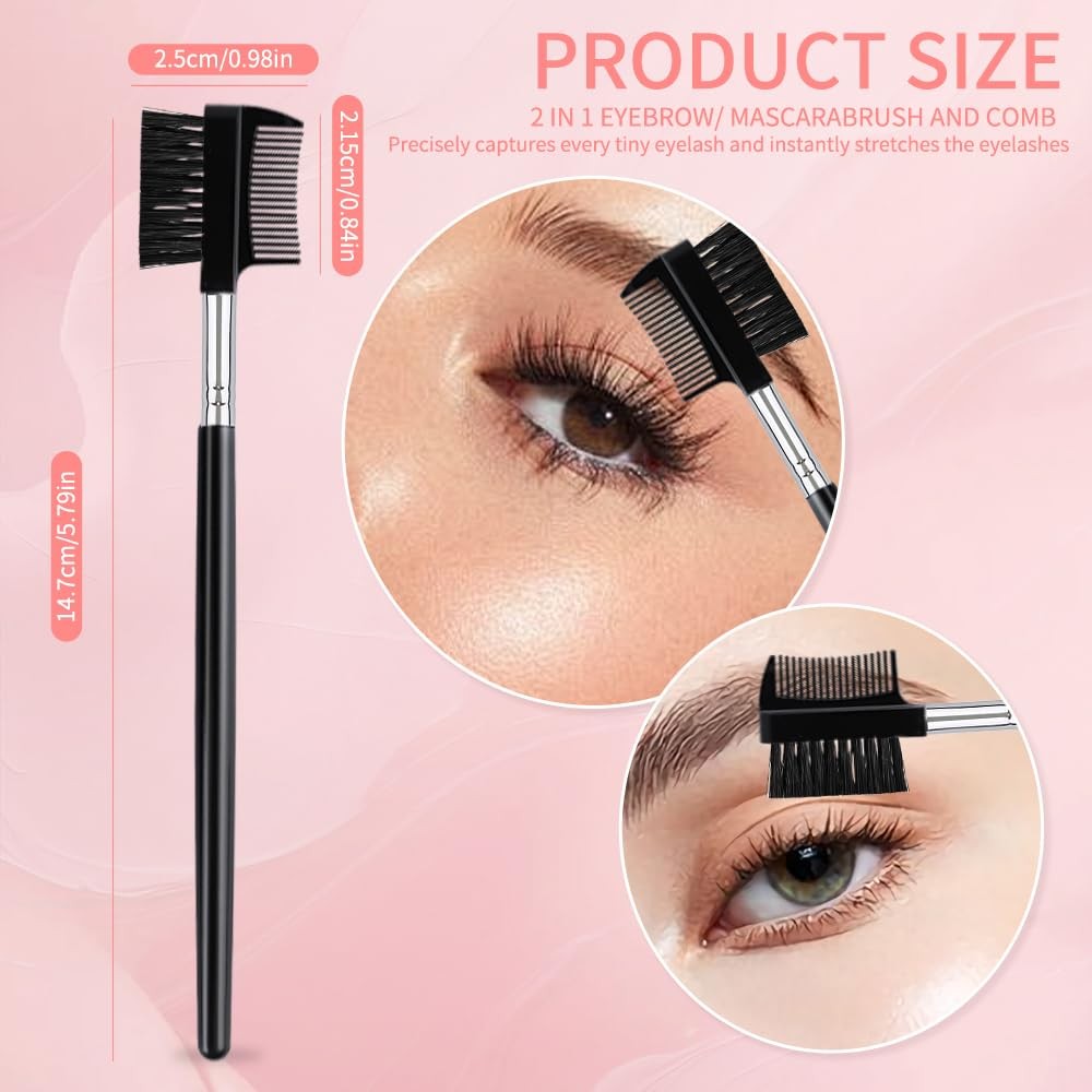 4 PCS Eyebrow Brush and Comb,Makeup Eyelash 4 Count (Pack of 1), Black