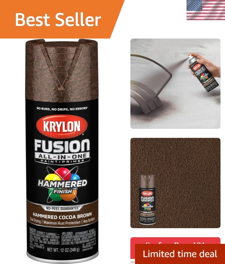 Fast-Drying Cocoa Brown Hammered Spray Paint - 12 oz All-In-One, Rust Protection