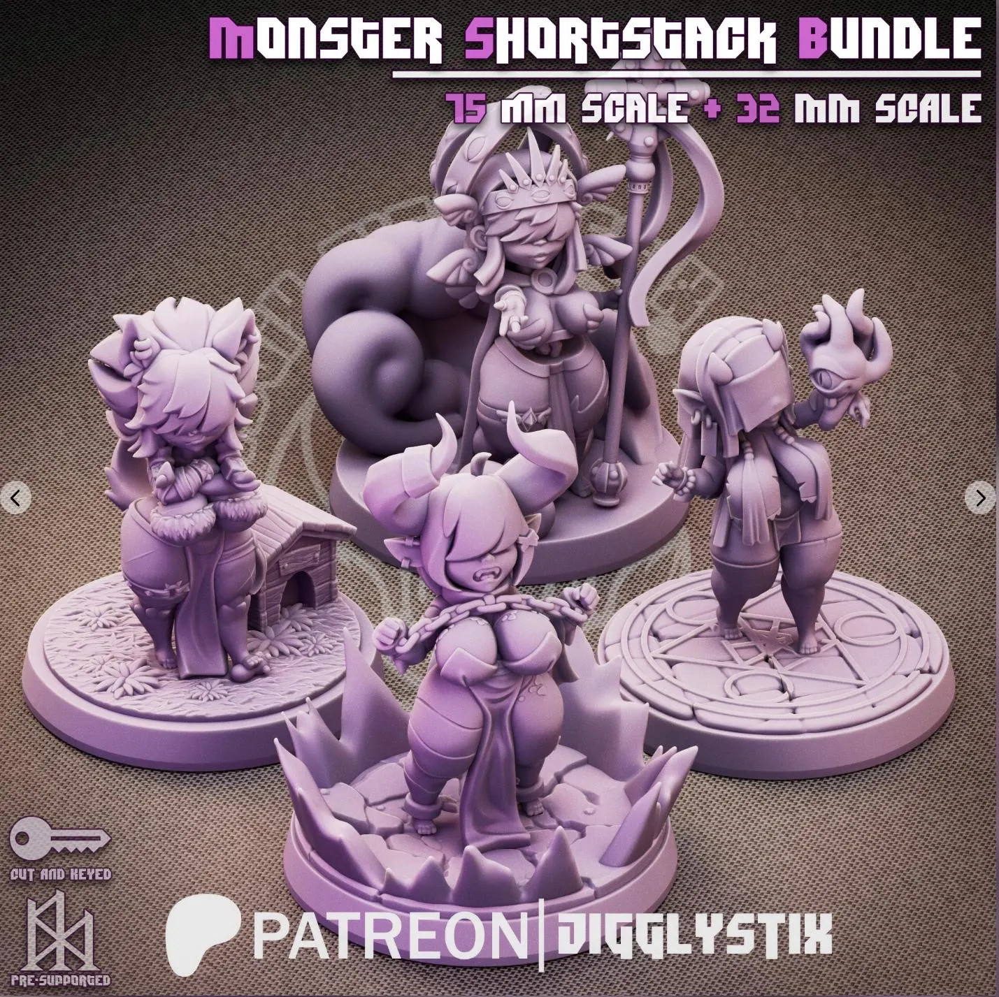 Shortstack Monstergirl Bundle 32mm scale or 75mm scale by Jigglystix SFW NSFW