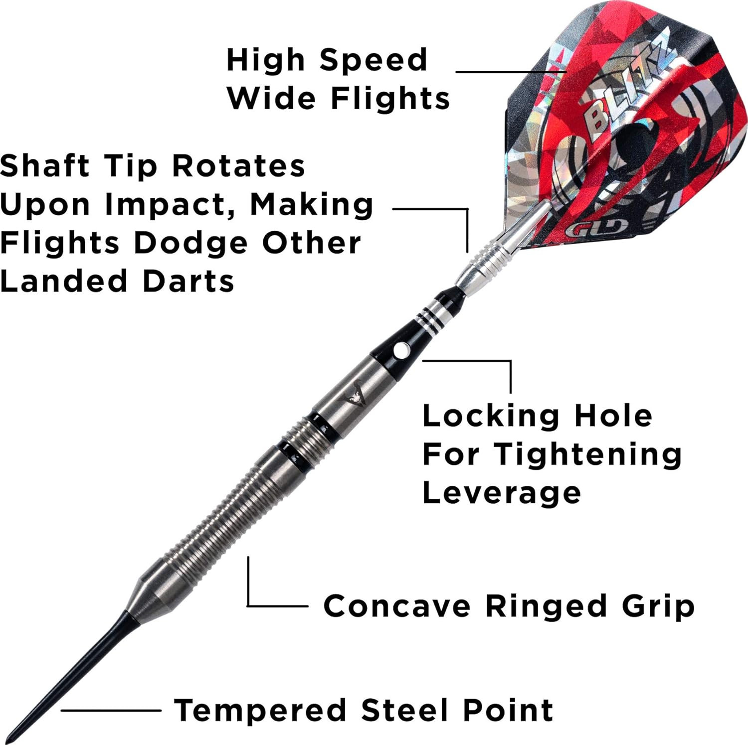 Blitz 95% Tungsten Steel Tip Darts with Storage/Travel Case