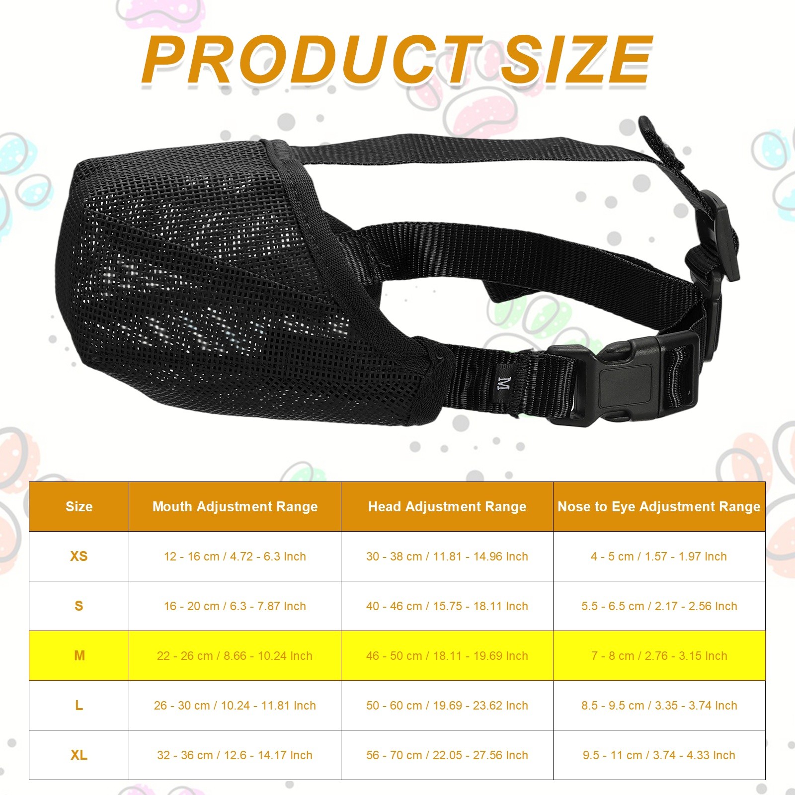 Dog Muzzle Soft Mesh Muzzle Adjustable Covered Mouth Guard Black M