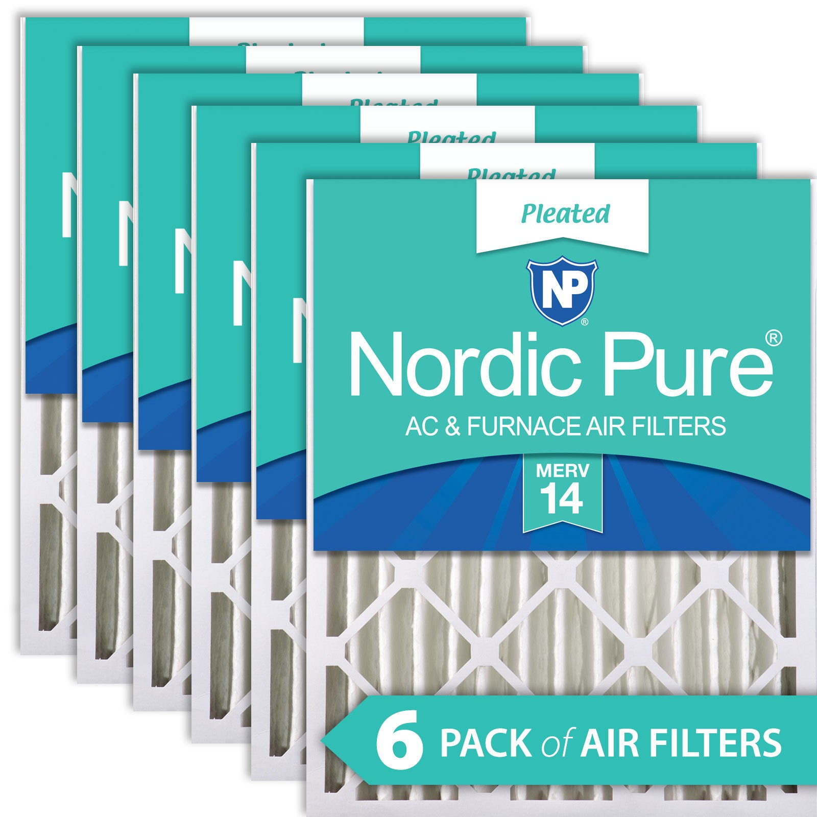 Nordic Pure 16x25x4 (3 5/8) Pleated MERV 14 Air Filters 6 Pack