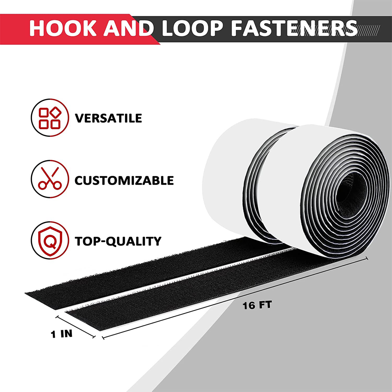 16Ft Self Adhesive Tape Hook and Loop Fastener Extra Sticky Back USA 1/2/3 PCS