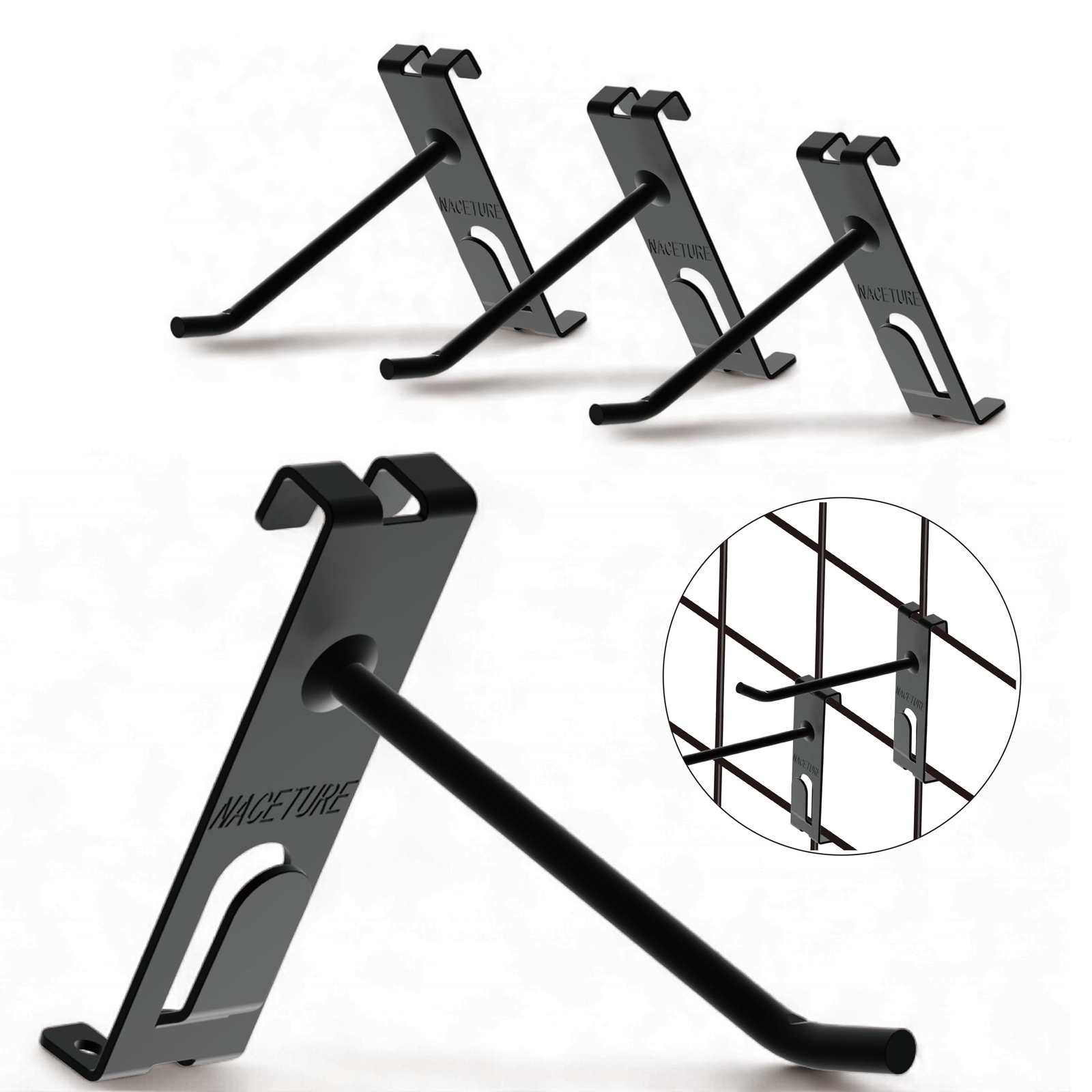 Double Gridwall Hooks- 24 Pcs Display Hooks for Grid Wall Panel- Grid Wall Ho...