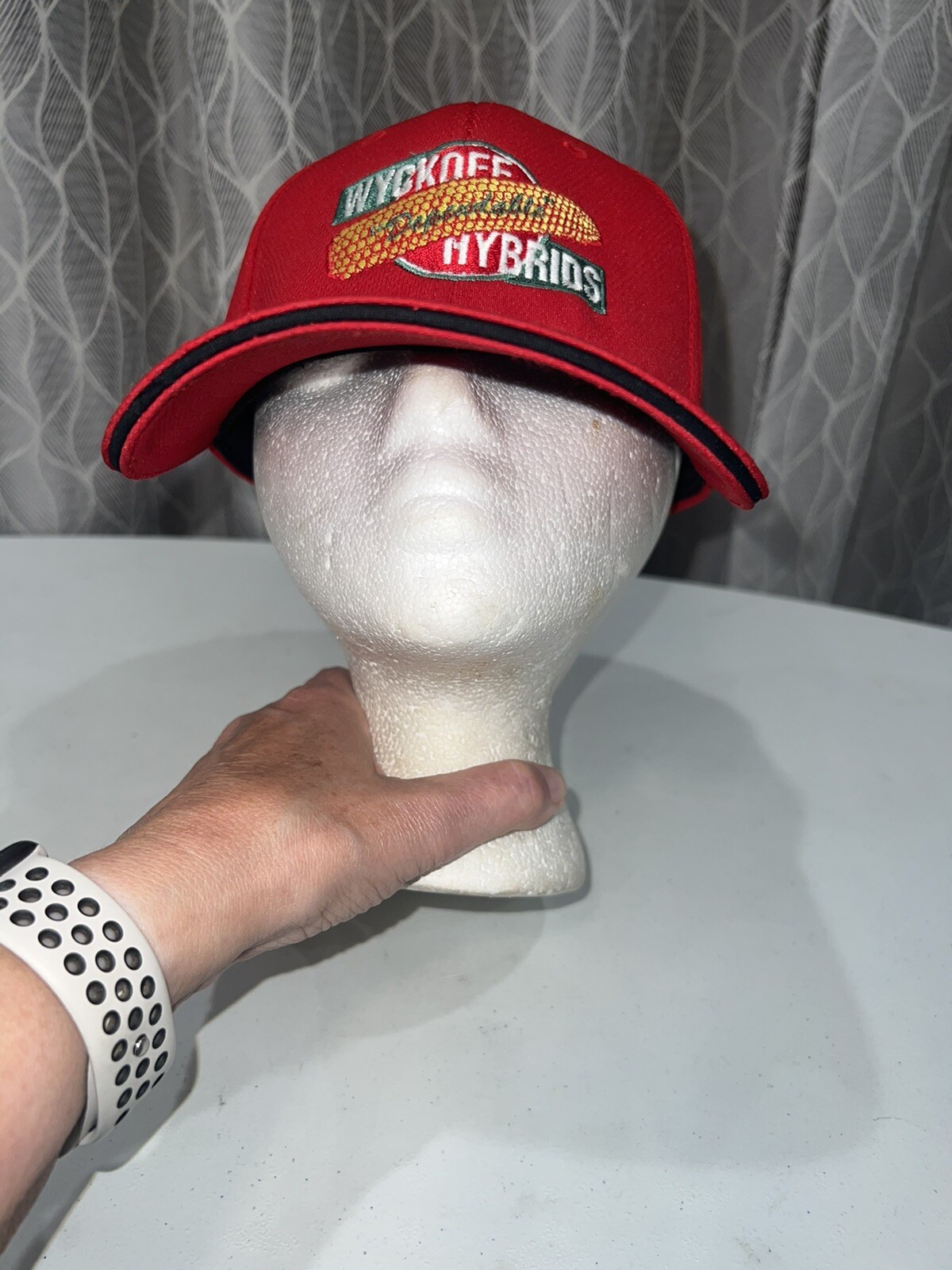 Wyckoff Hybrid Corn Red with Embroidered Corn OTTO Hat Cap Hook Loop EUC
