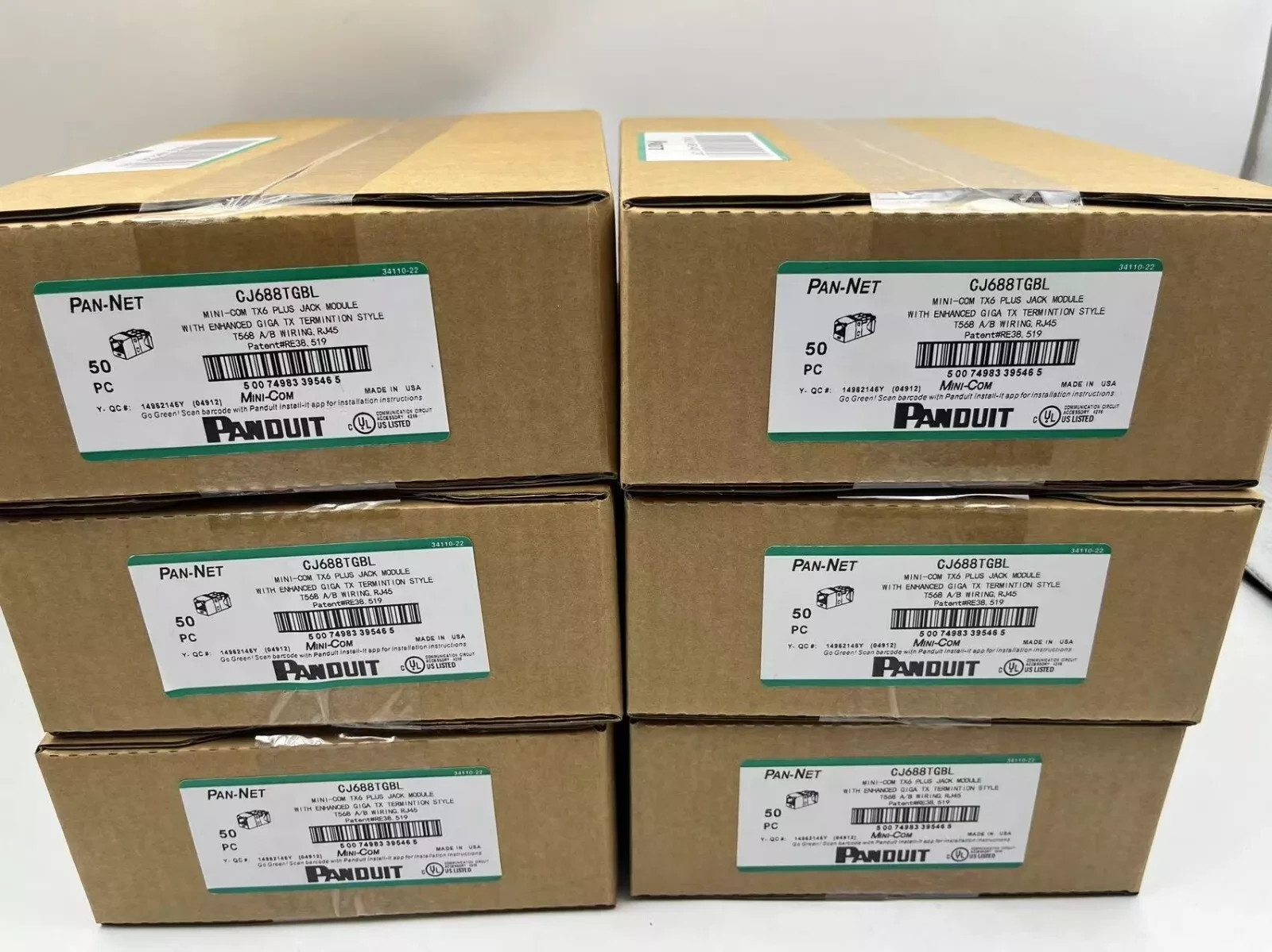 NEW Panduit Giga TX Cat6 jack Black CJ688TGBL BOX OF 50. Free shipping