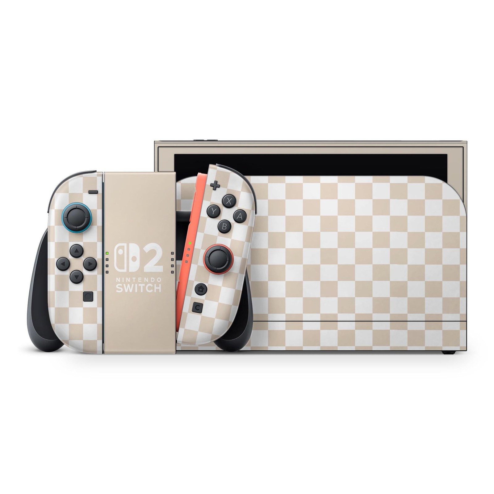Checkerboard Nintendo Switch 2 Skin:  3M Vinyl Decal Full Wrap Custom Design