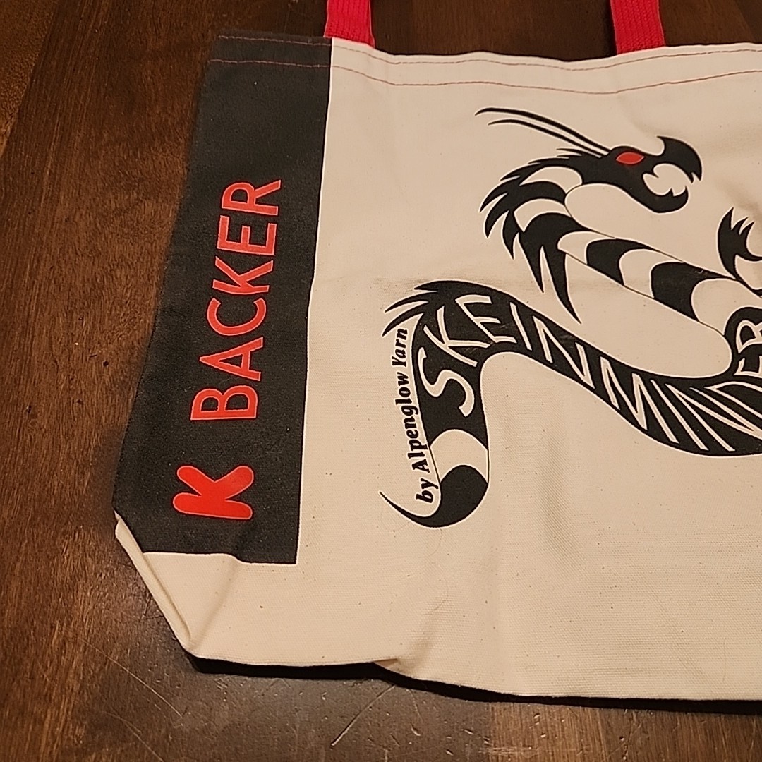 Alpenglow Yarn Skeinminder Dragon K Backer Canvas Tote Bag