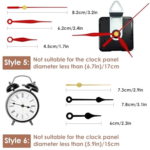 3PCS Clock Mechanism Replacement Kit, Quartz Clock Movement with 8 Pairs Clock