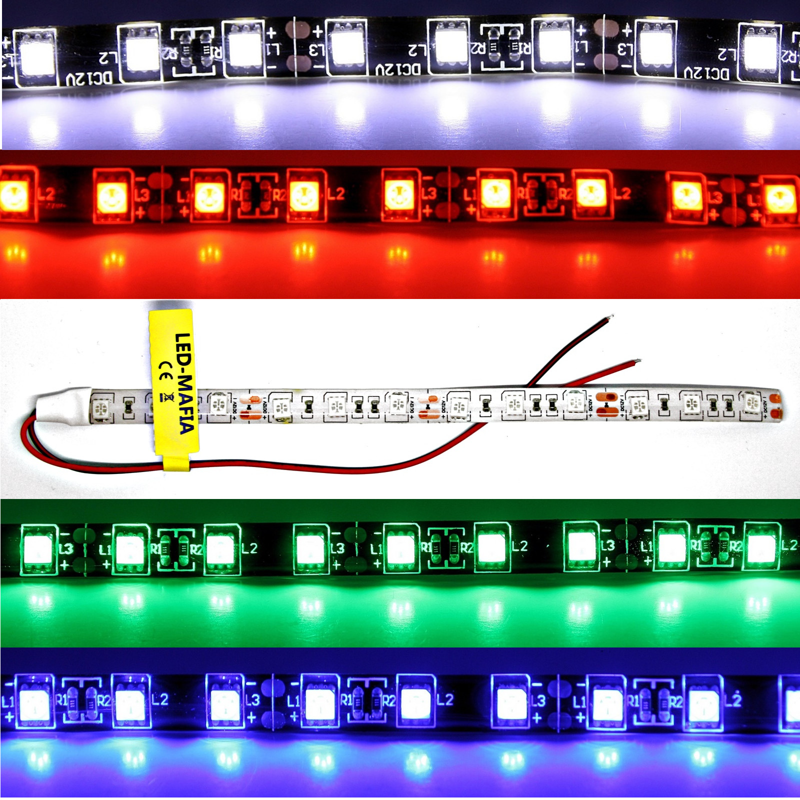 12V 24V 30cm 50cm 60cm 1m 2m 3m LED Strip IP65 Lighting 9,99€/m