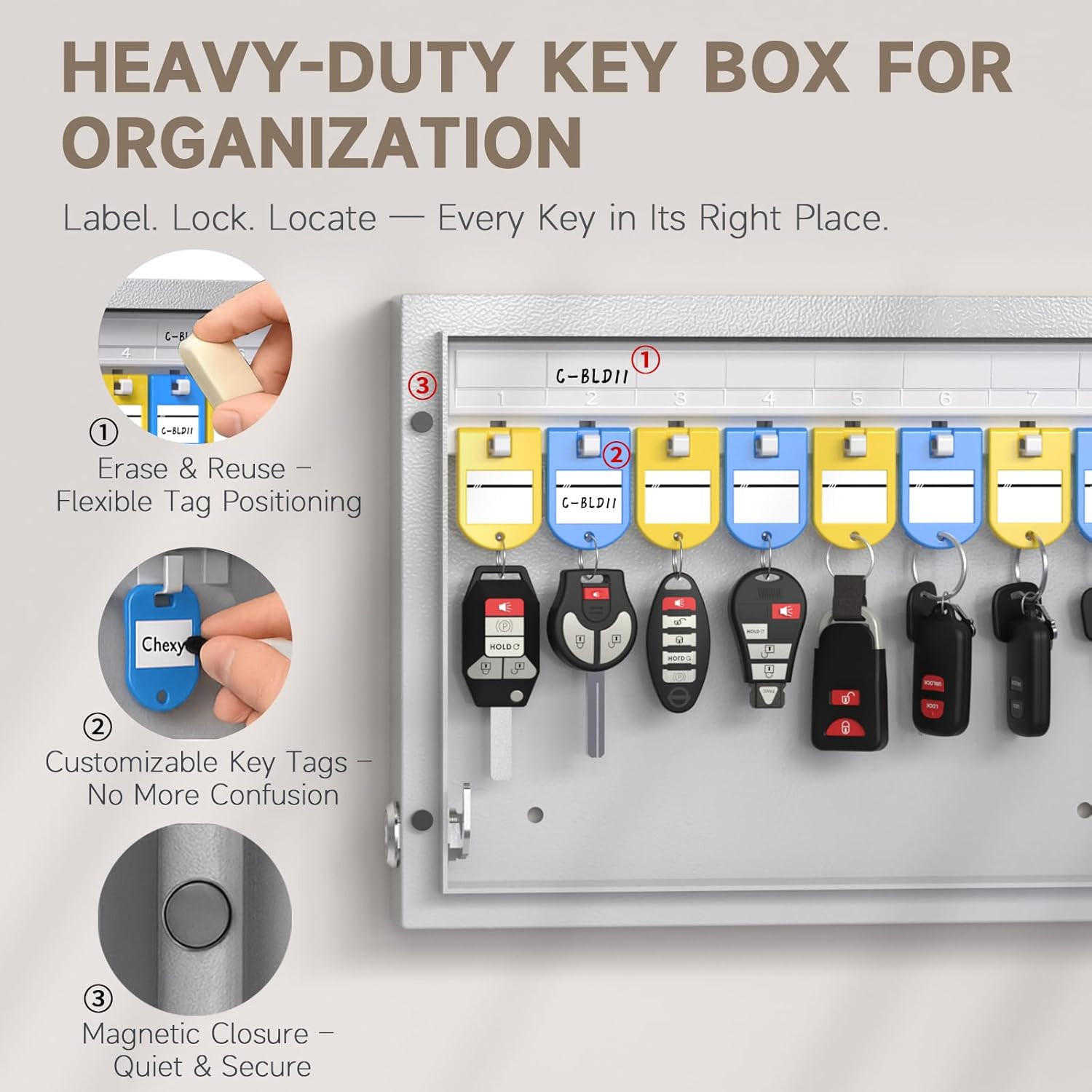 Wehere 16 Key Lock Box Wall Mount, APP Bluetooth/Otp/Wi-Fi/Fixed Code/Key Unlock