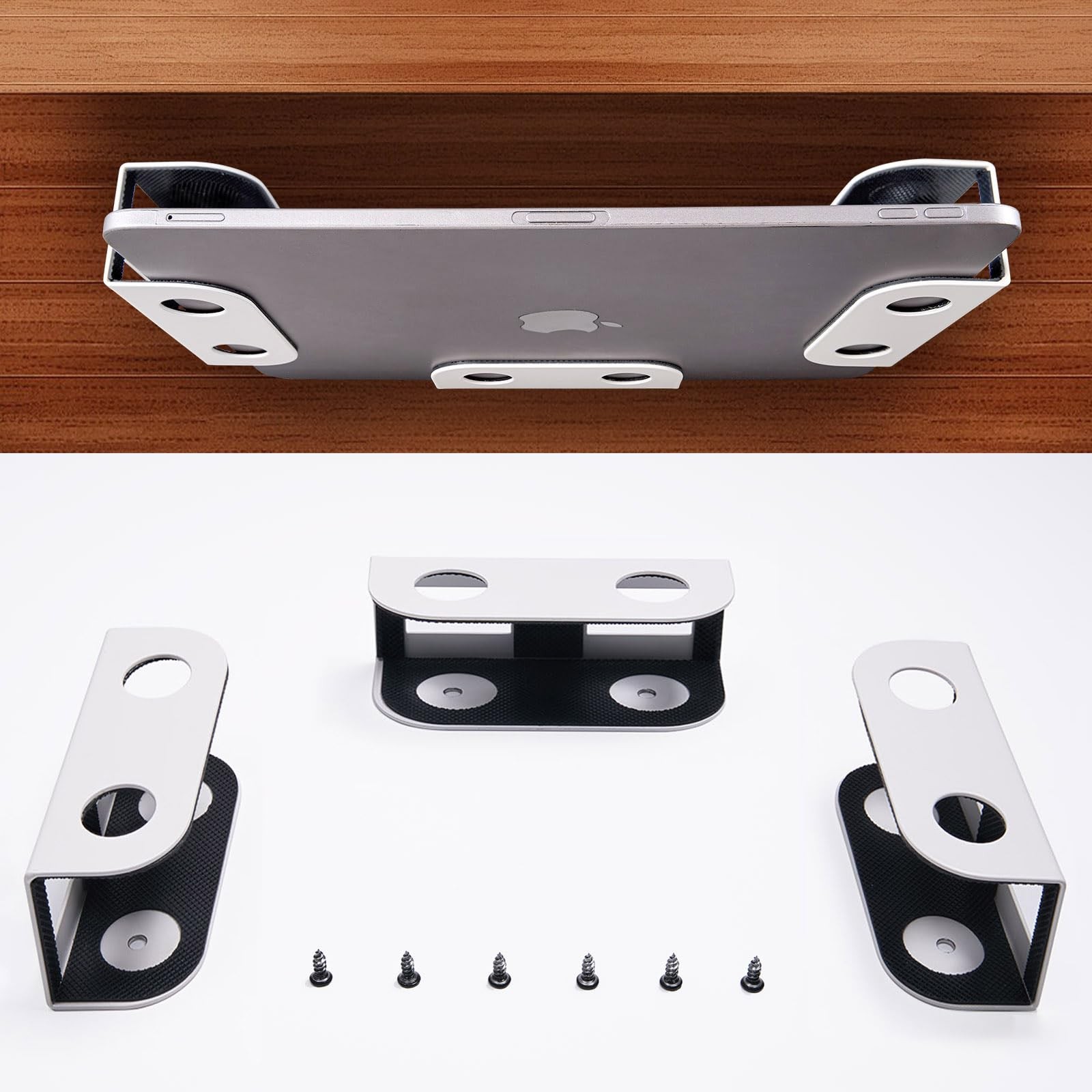 Under Desk Laptop Mount, Metal Under Desk Storage Holder, White