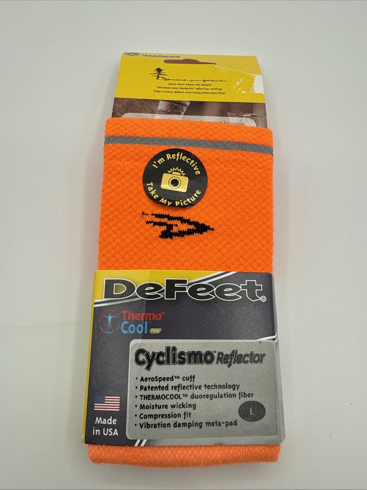 Defeet Cyclismo Reflector Socks Thermo Cool NEW Men 9.5-11.5 Women 11-13 Bike