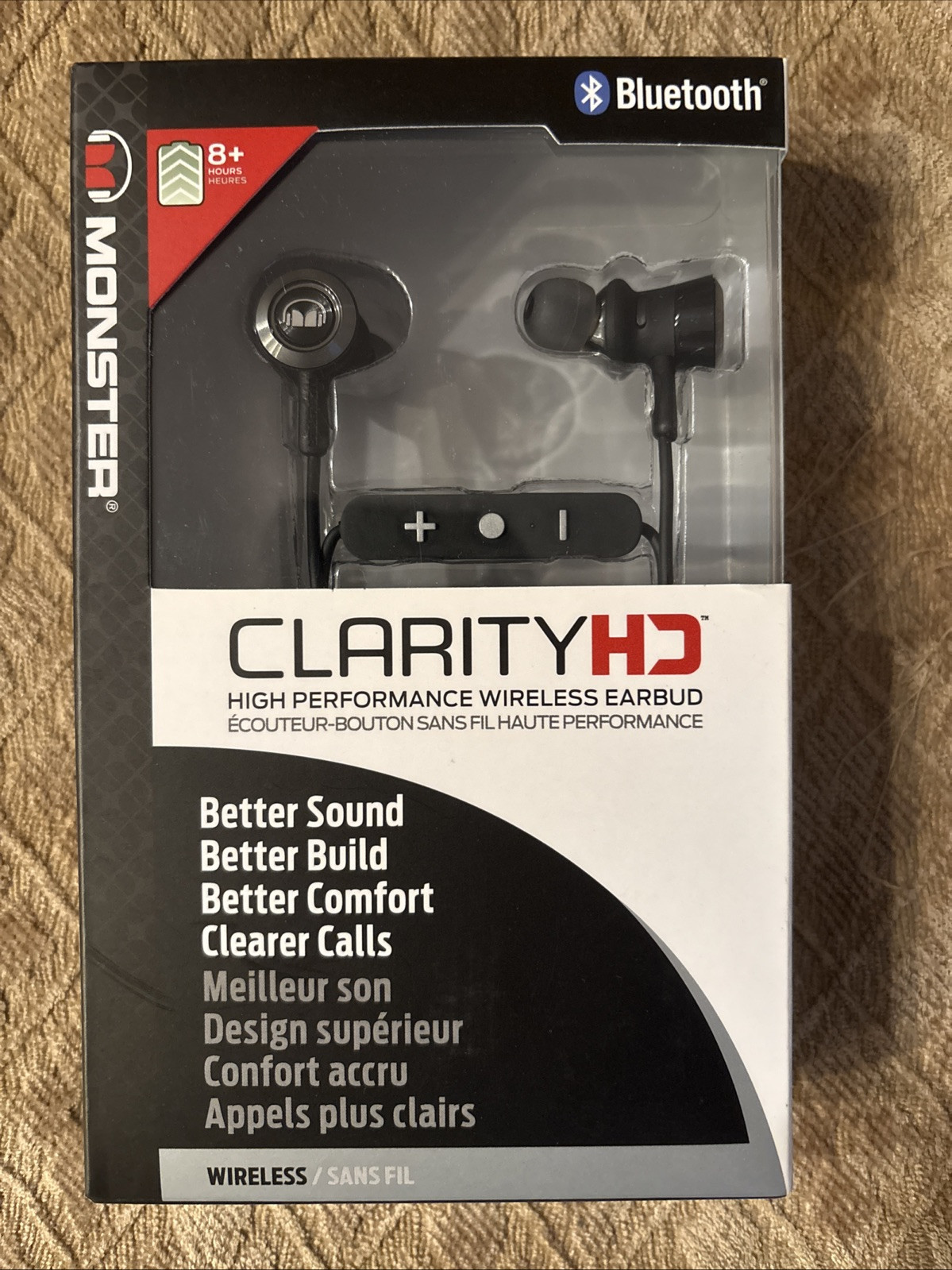 Monster Clarity HD Bluetooth High Performance Wireless Earbuds - Black - NIB