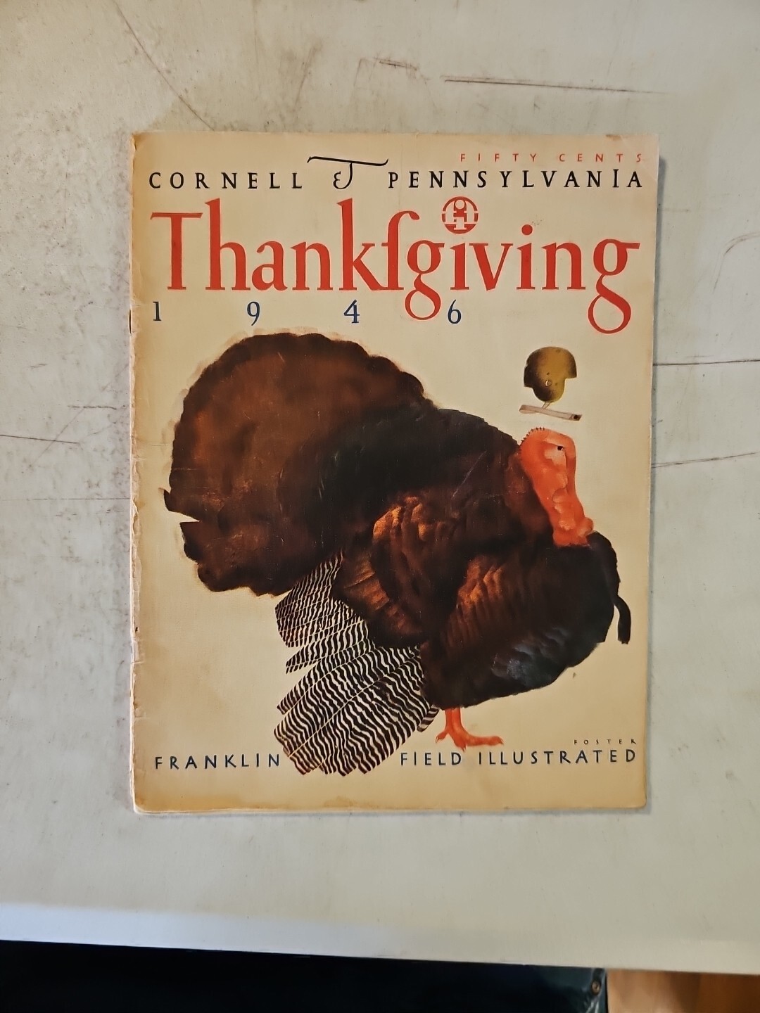 Vintage 1946 Cornell vs Pennsylvania College Football Program. Franklin Field