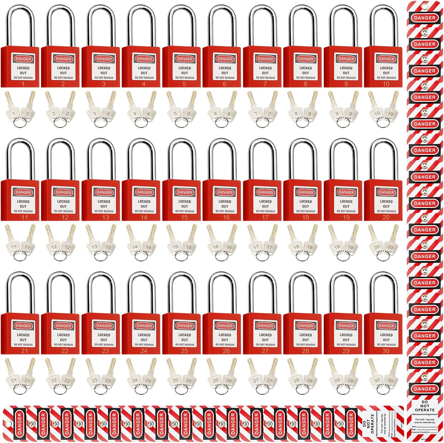 Lockout Tagout Locks, Safety Padlock, Keyed Differently Loto Safety Padlocks for