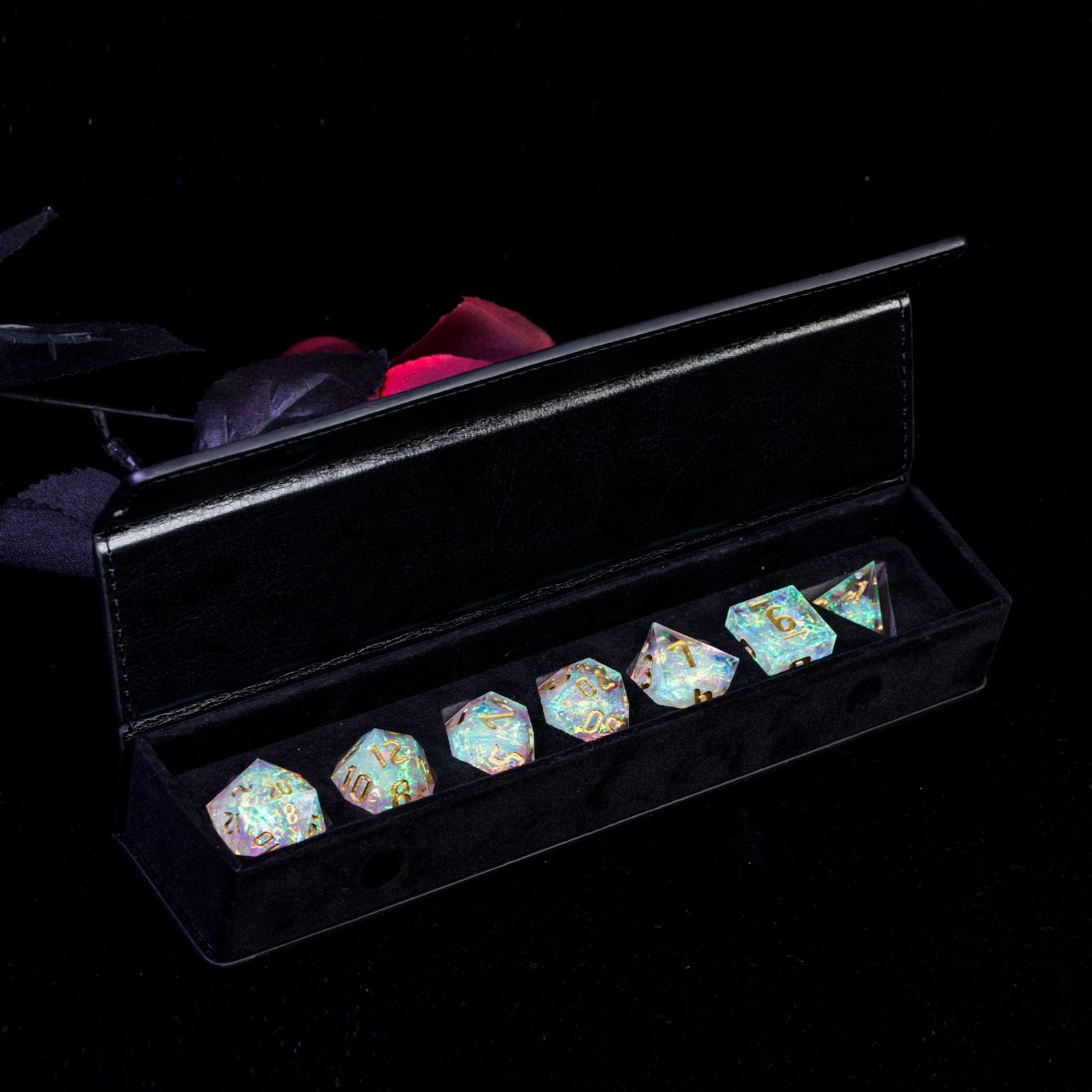 Sharp Edges DND Dice, 7 PCs D&D Dice, Handcrafted Polyhedral Dice Set, for Ro...